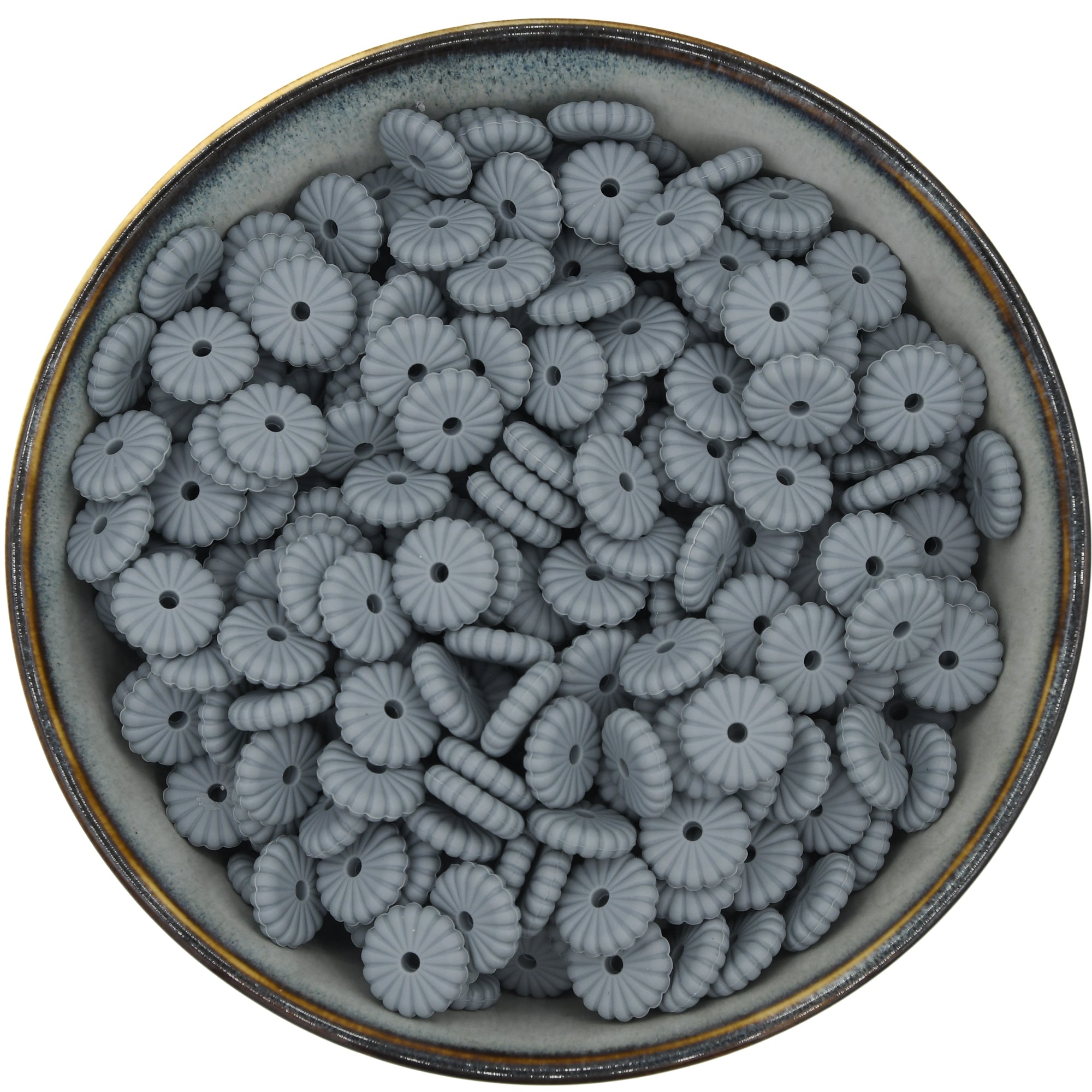 Siliconen spacer kraal in de kleur grijs