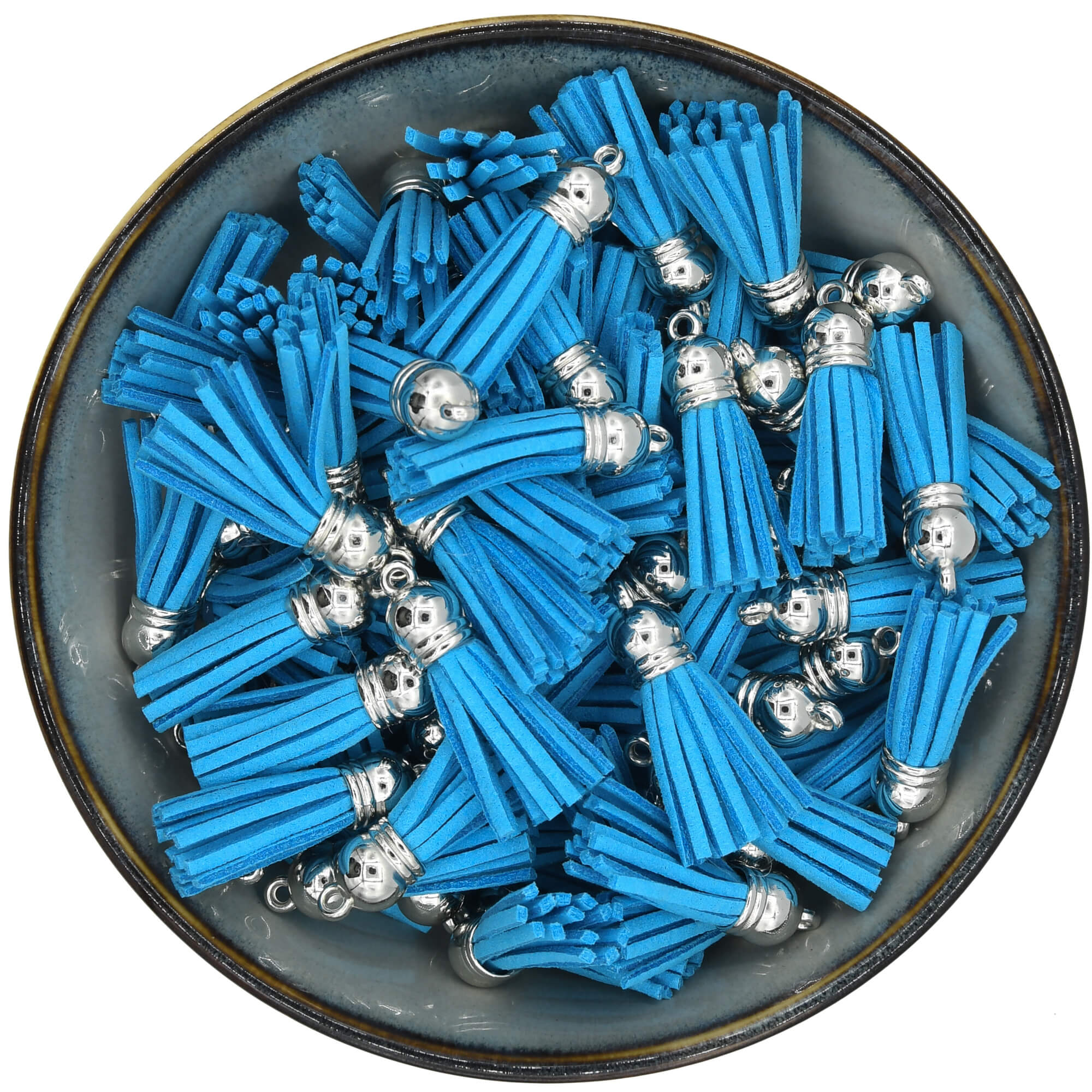 Blauw Suède kwastje van 35 mm