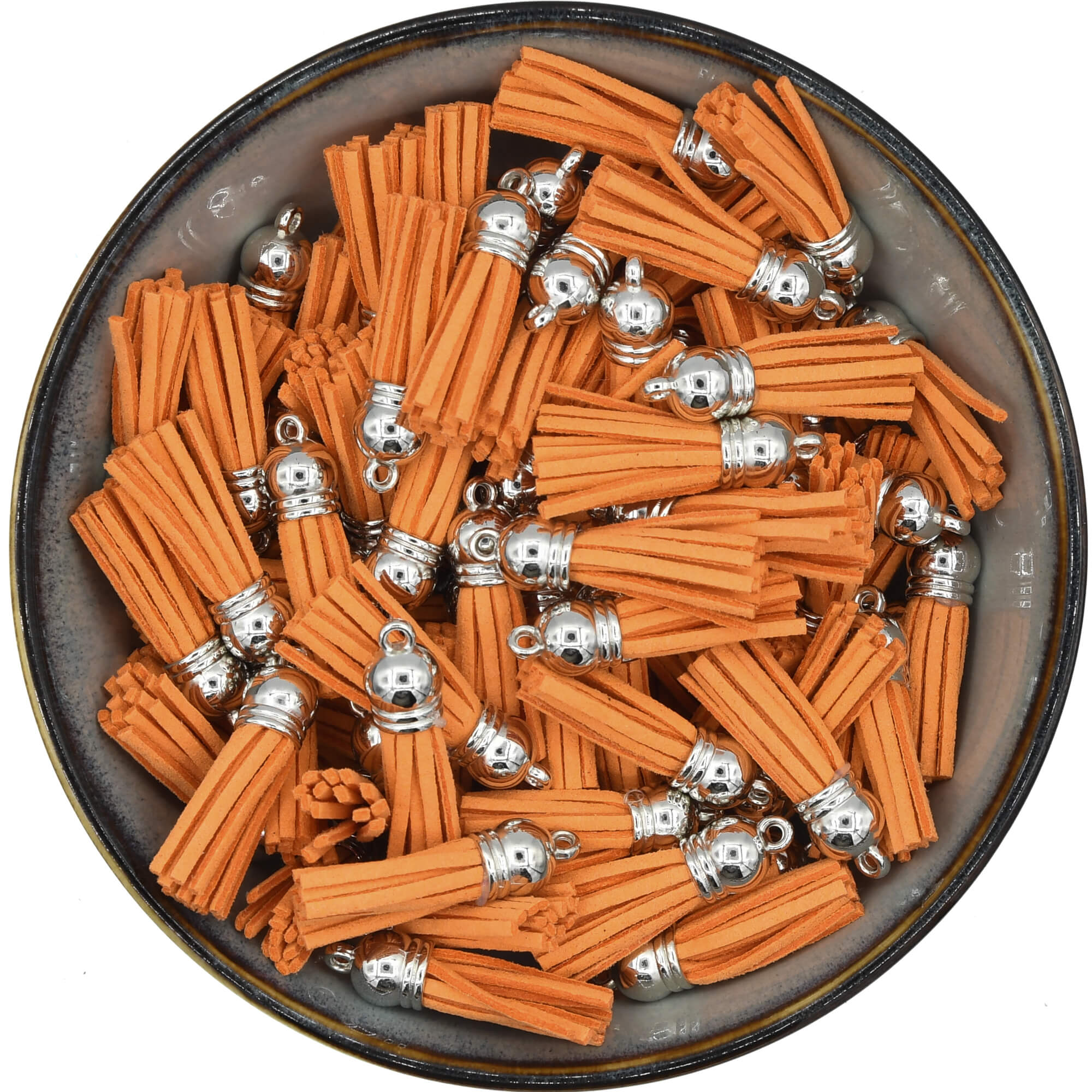 Donker Oranje Suède kwastje van 35 mm