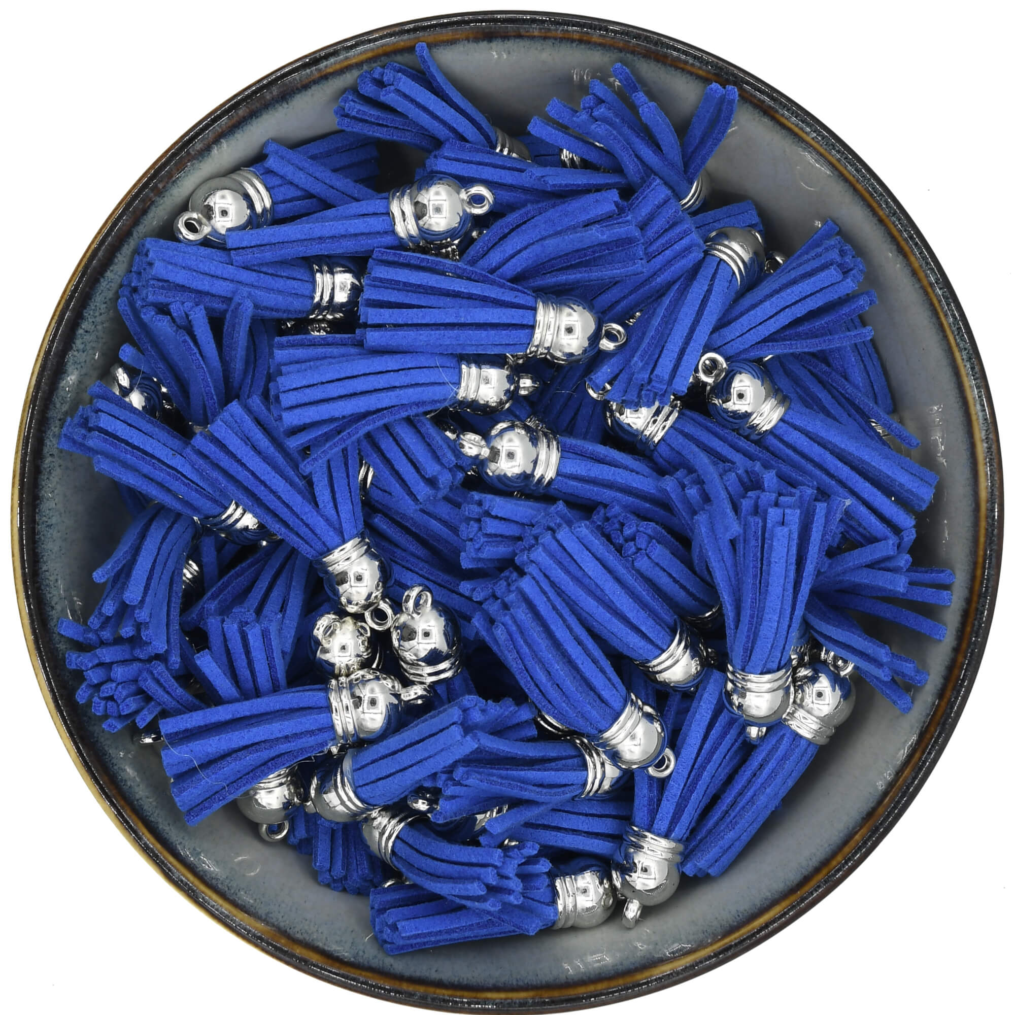 Donkerblauw Suède kwastje van 35 mm