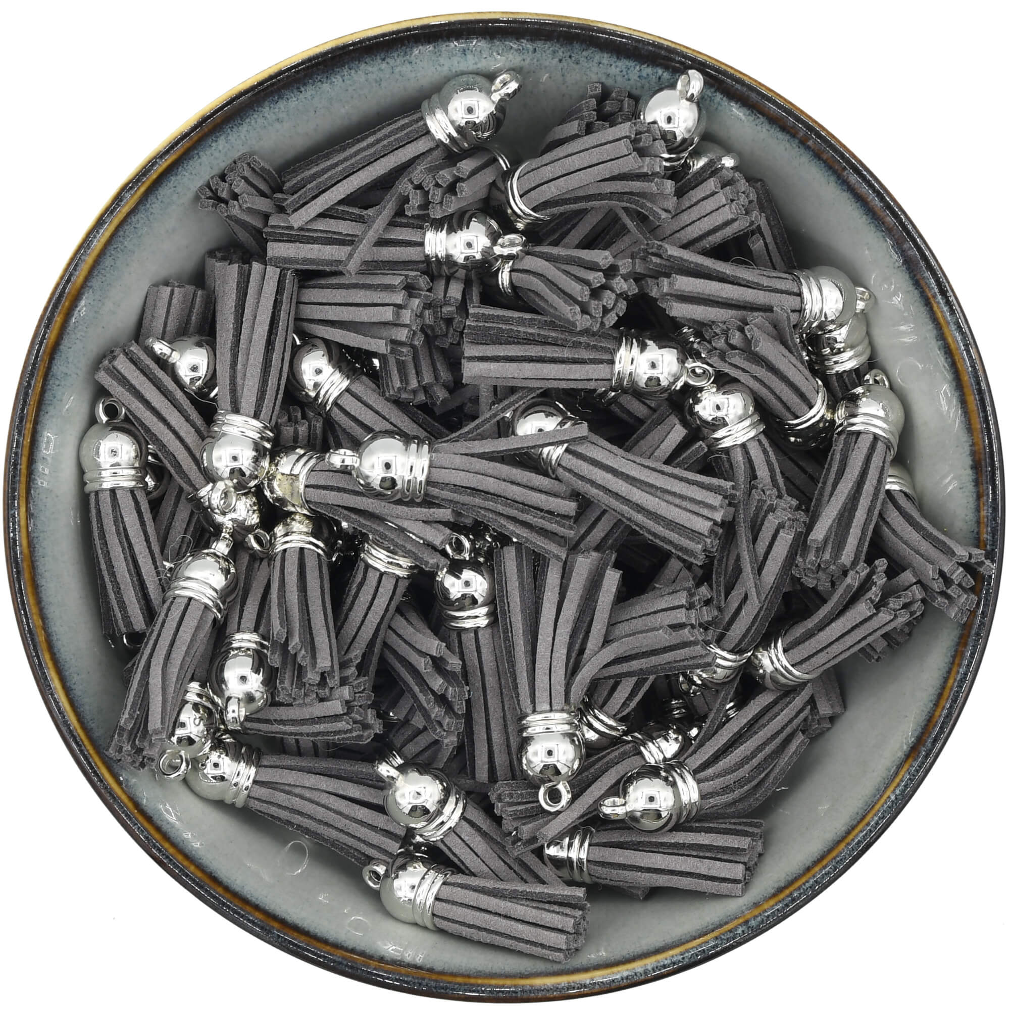 Donkergrijs Suède kwastje van 35 mm