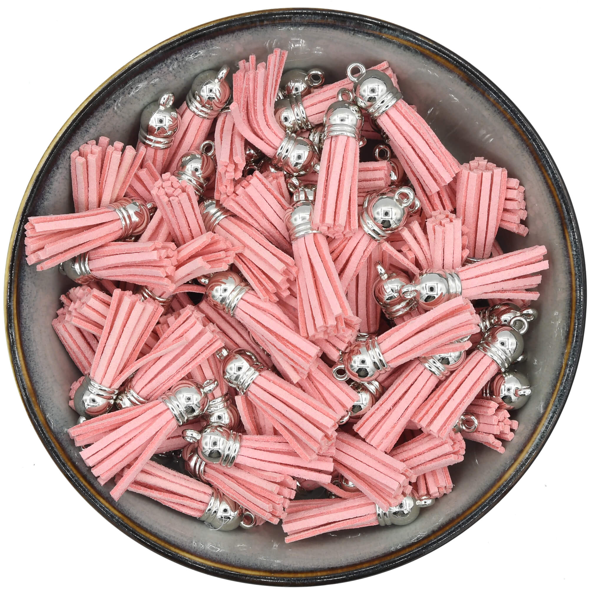 Lichtroze suède kwastje van 35 mm