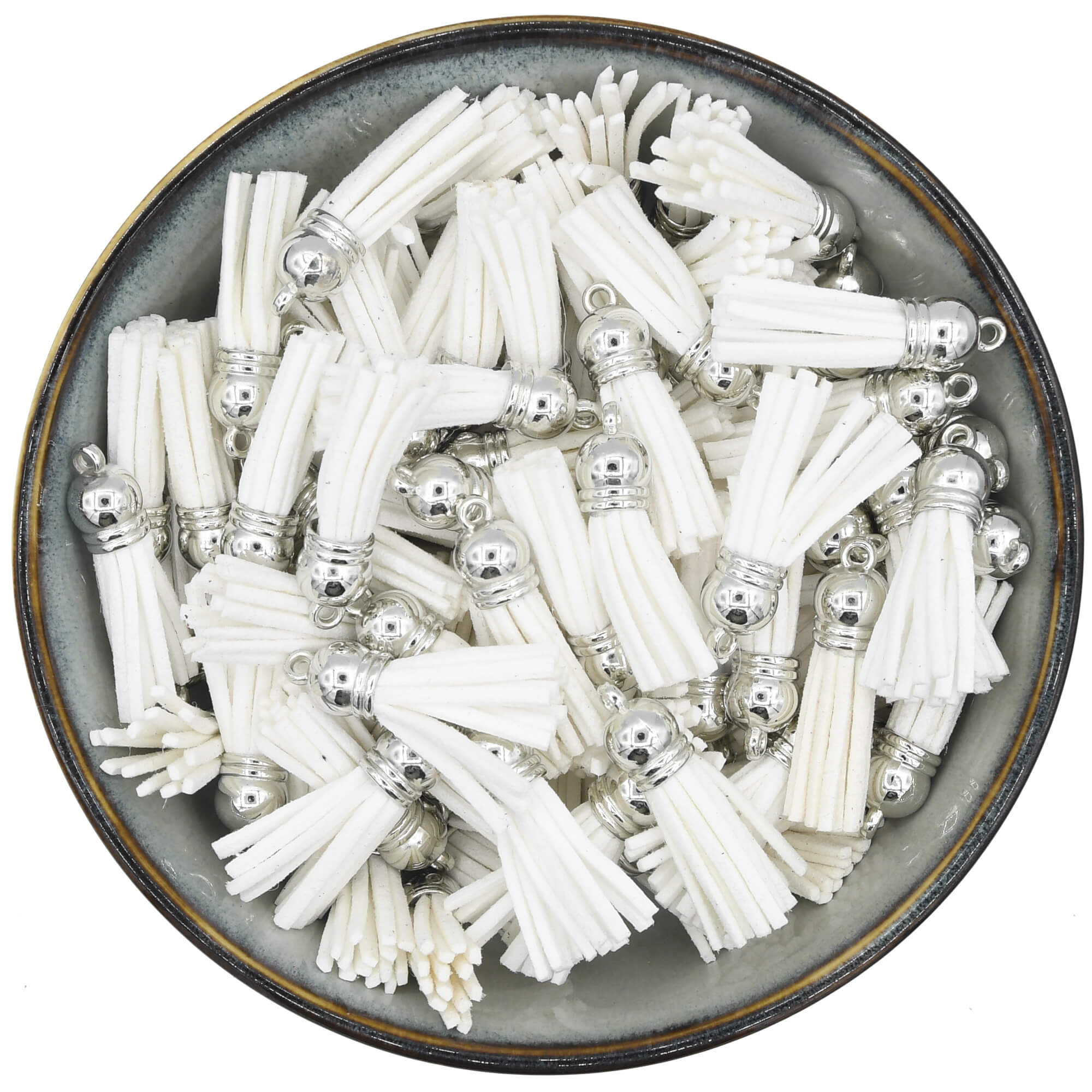 Wit suède kwastje van 35 mm