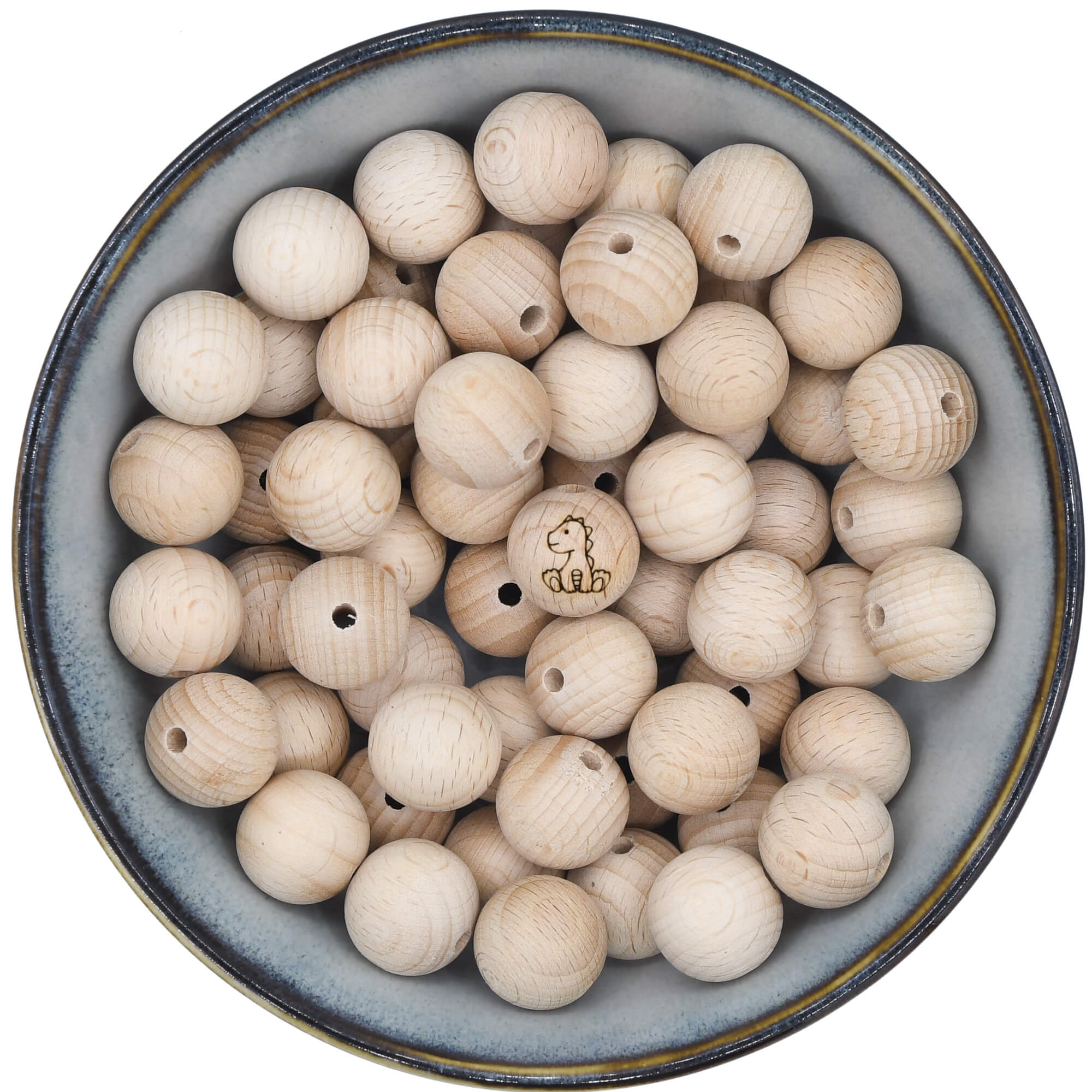 Houten kraal van 18 mm met afbeelding van draakje