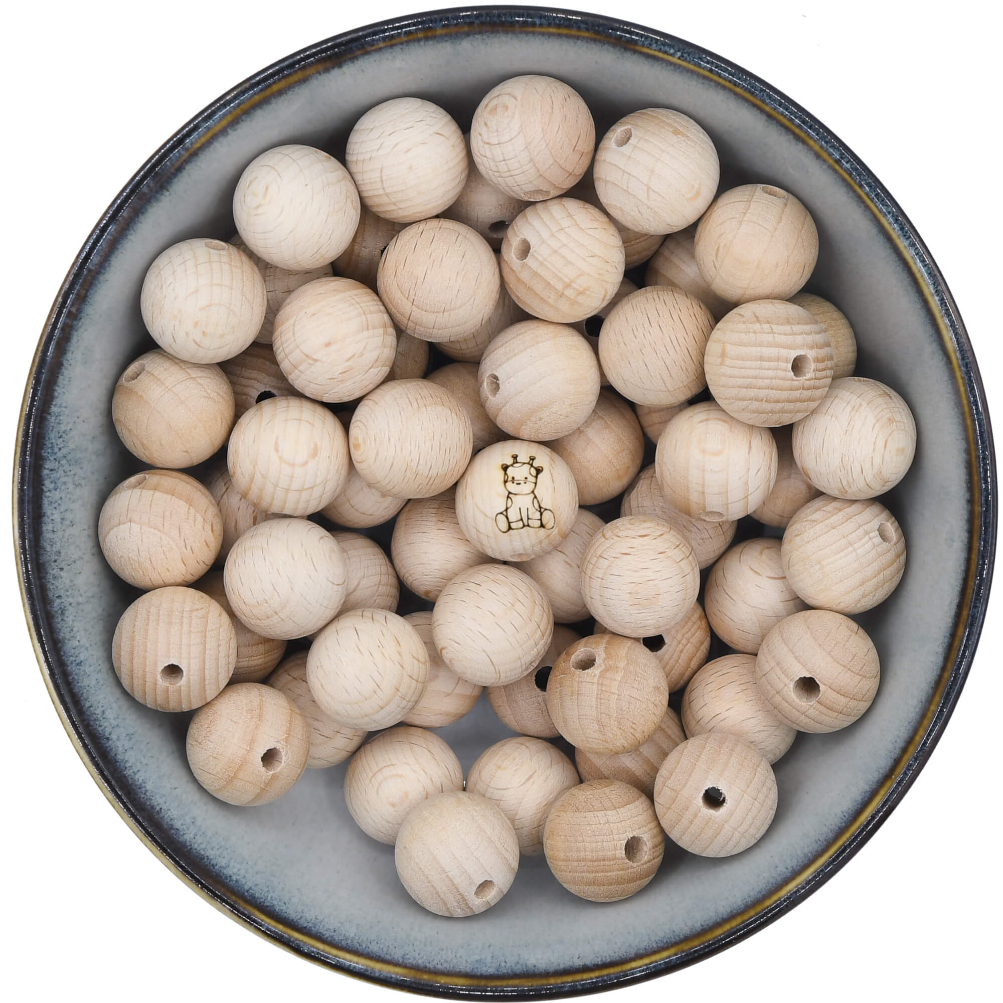 Houten kraal van 18 mm met afbeelding van een girafje