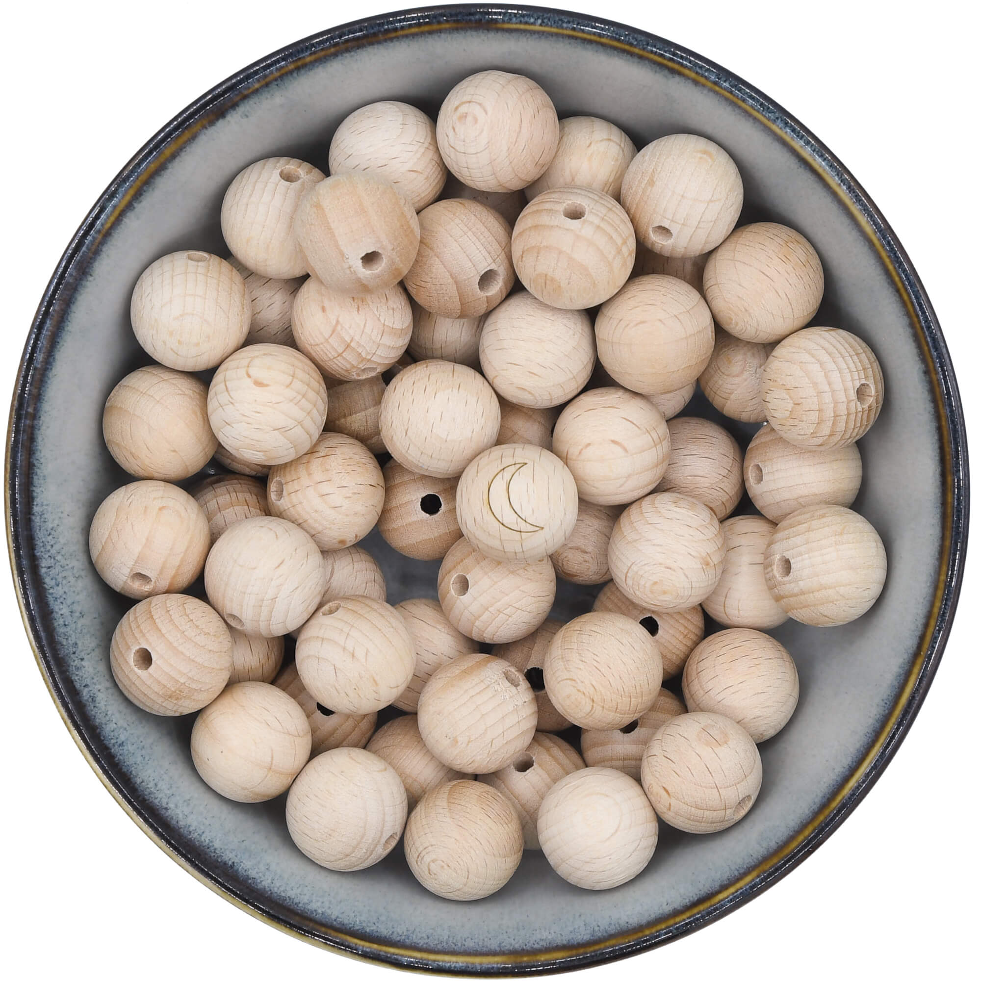 Houten kraal van 18 mm met afbeelding van maan