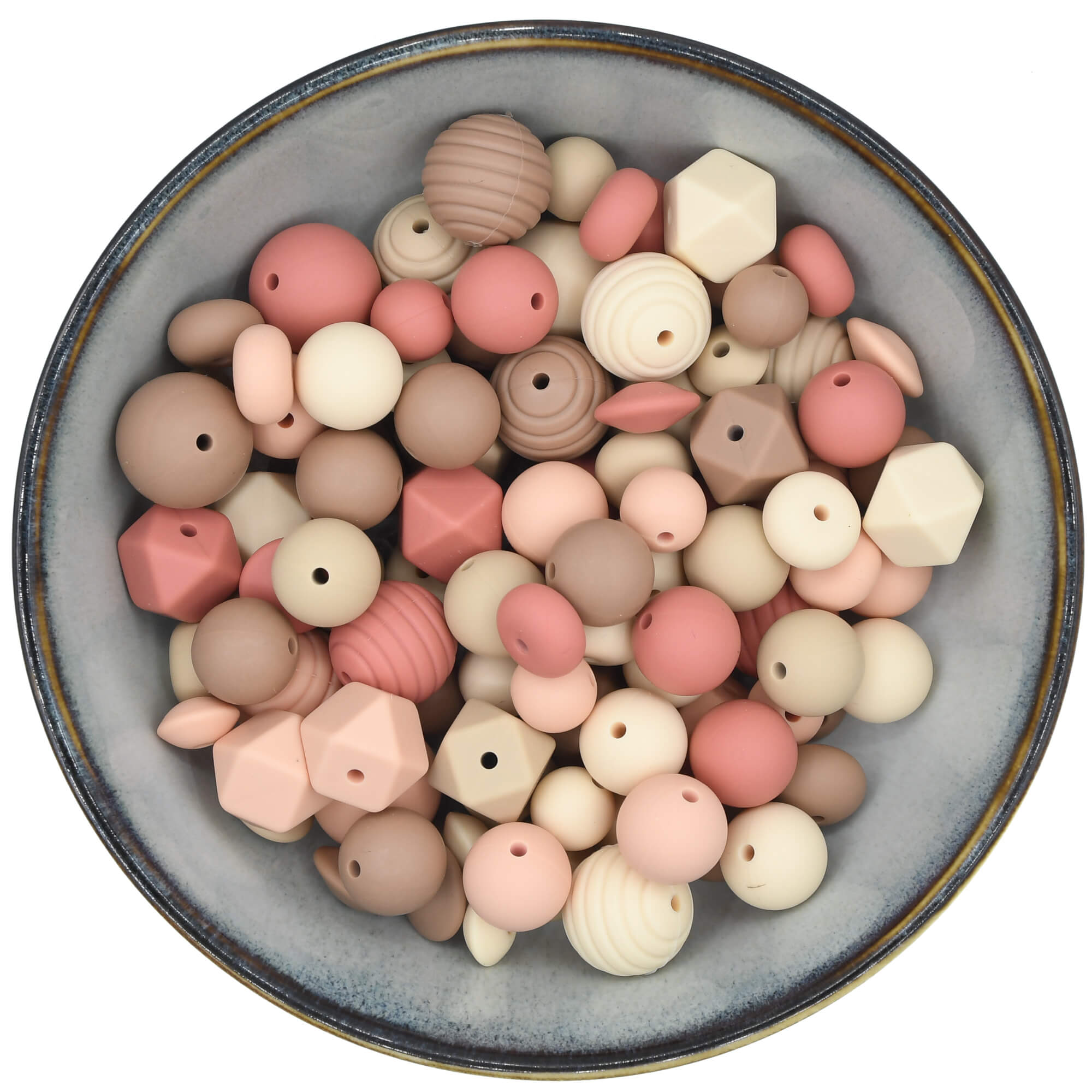 Siliconen kralenmix van 200 gram in naturelle tinten