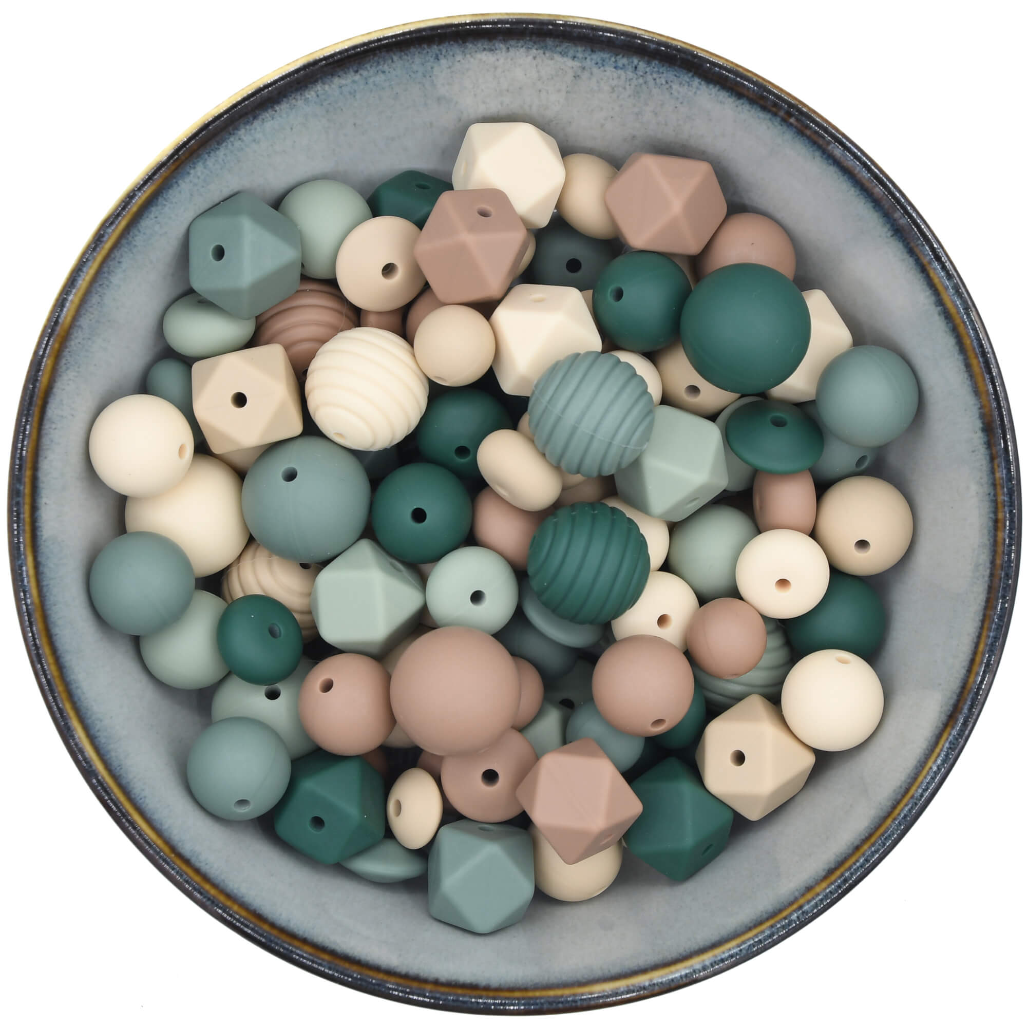 Mix van 200 gram siliconen kralen in groene en naturelle tinten