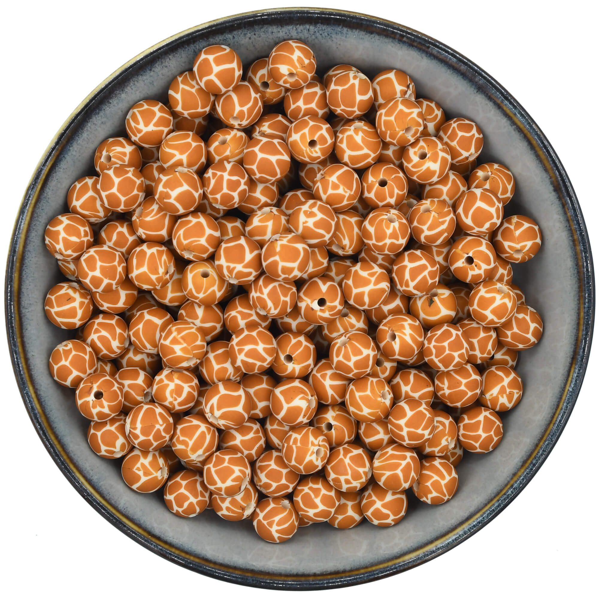 Siliconen kraal van 12 mm met een girafprint