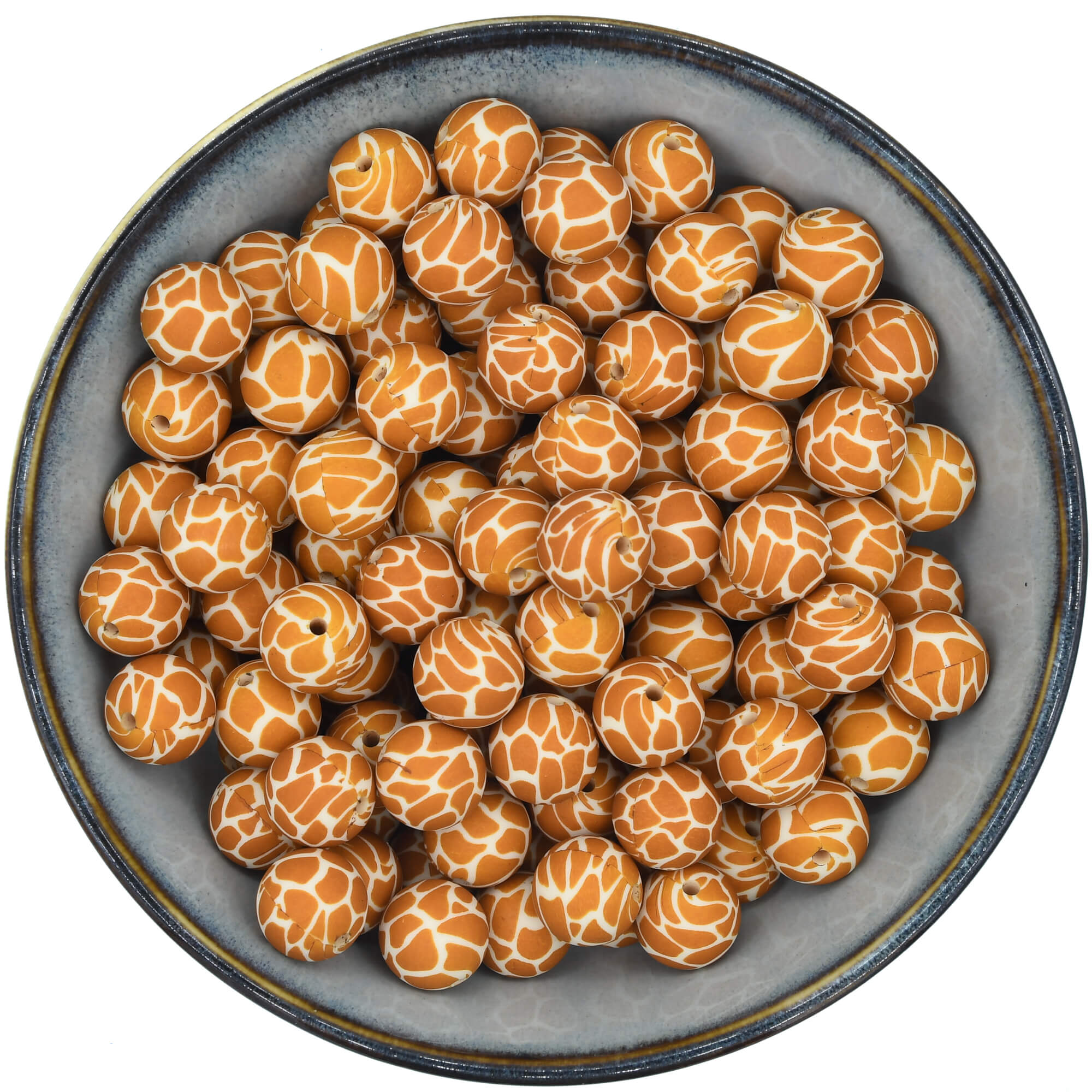 Siliconen kraal van 15 mm met een girafprint