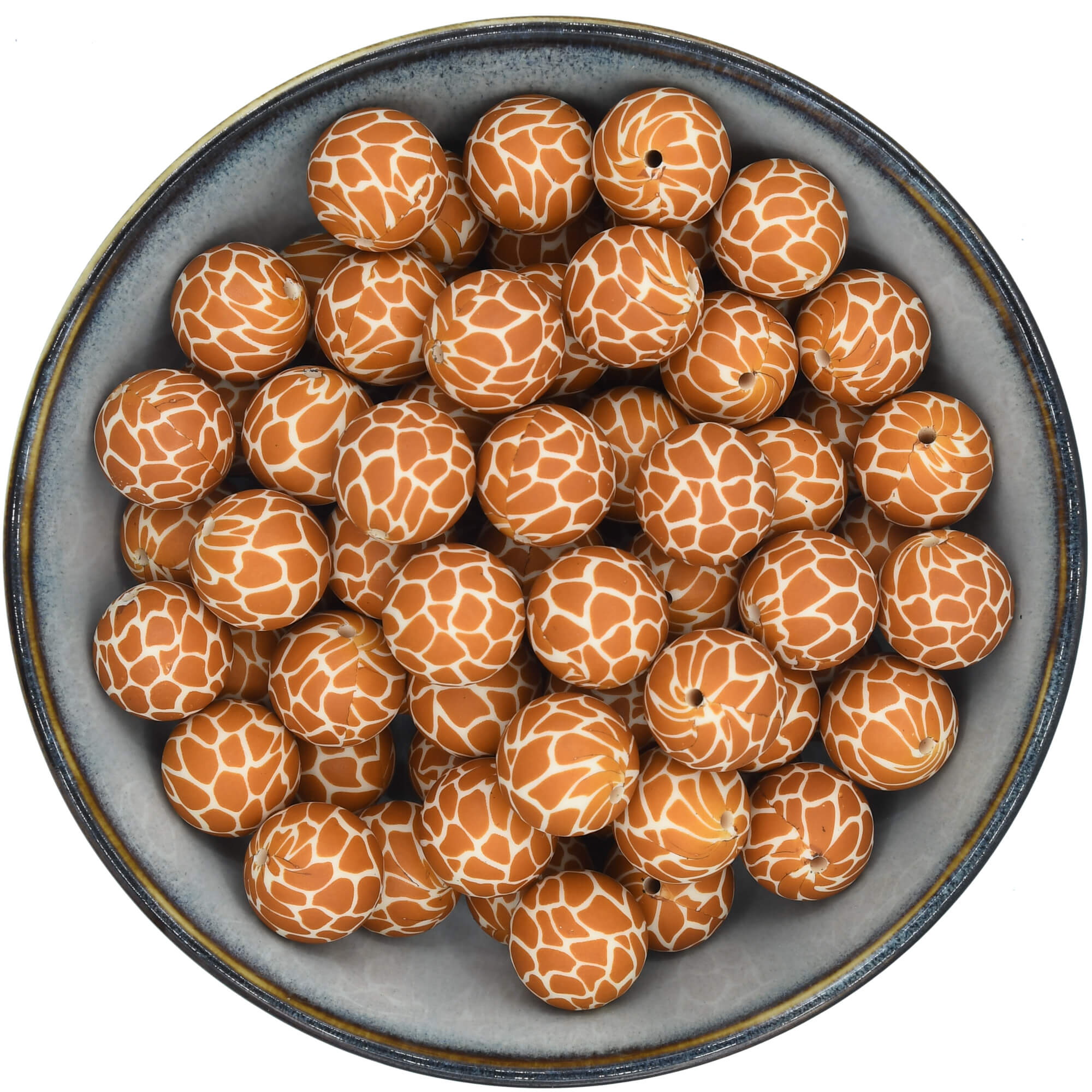 Siliconen kraal van 19 mm met een girafprint