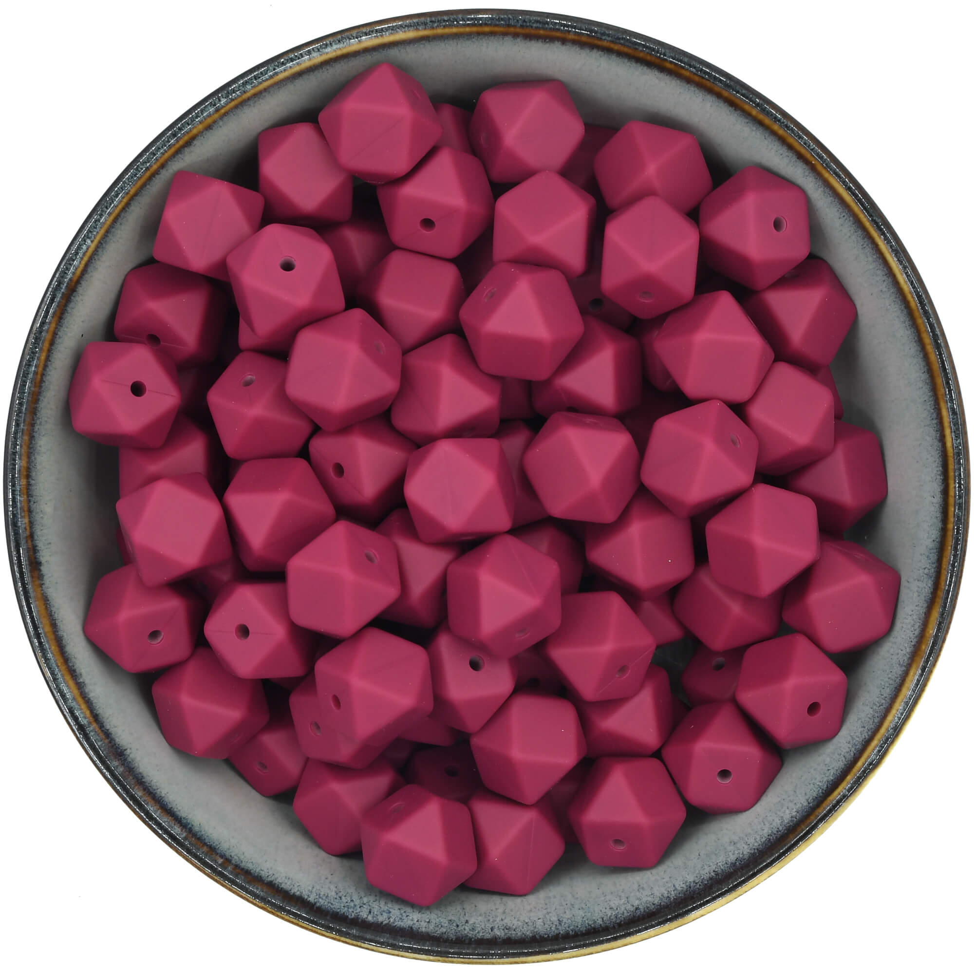 Siliconen kraal mini-hexagon 14 mm in de kleur Wijnrood