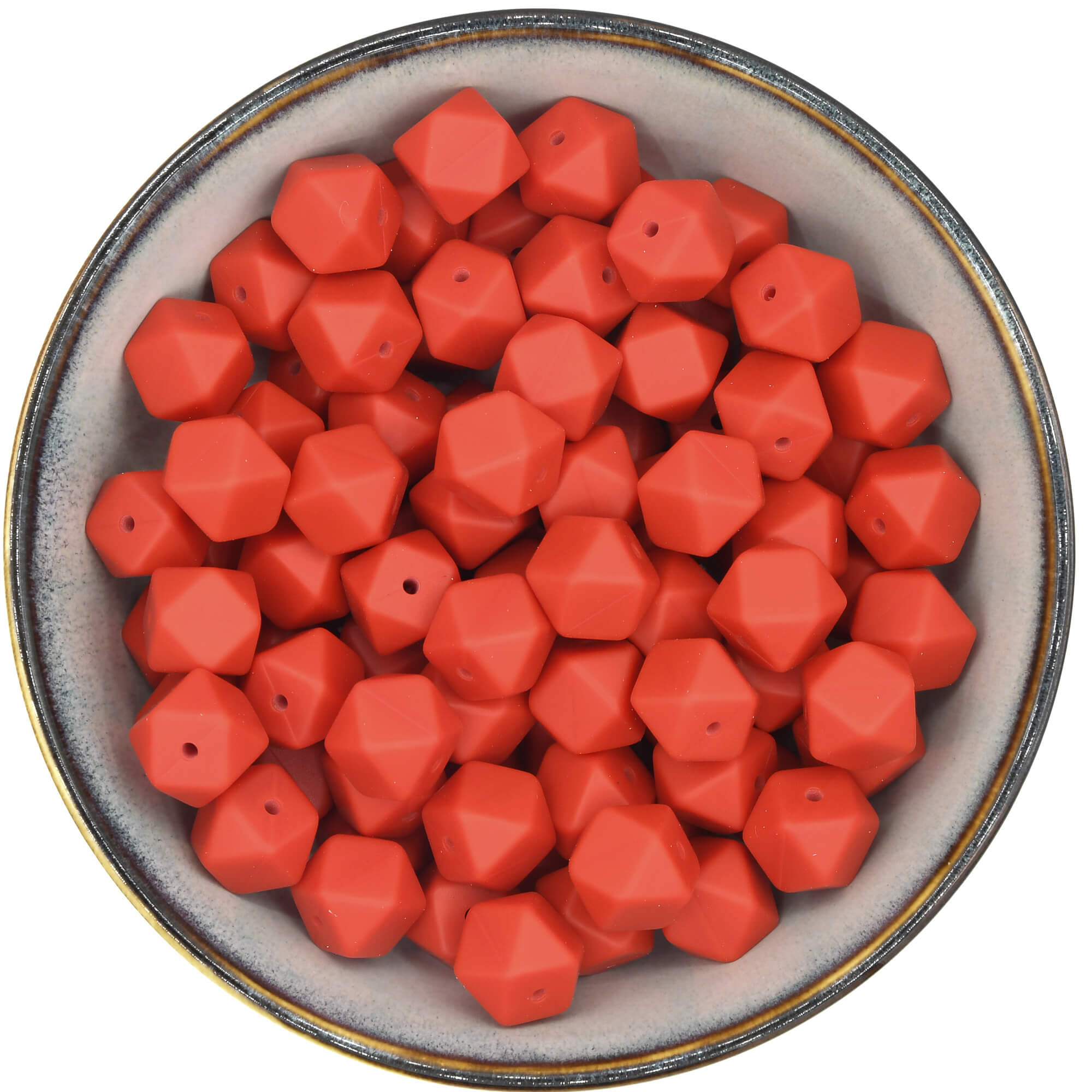 Siliconen kleine hexagon kraal in de rode kleur Pepper