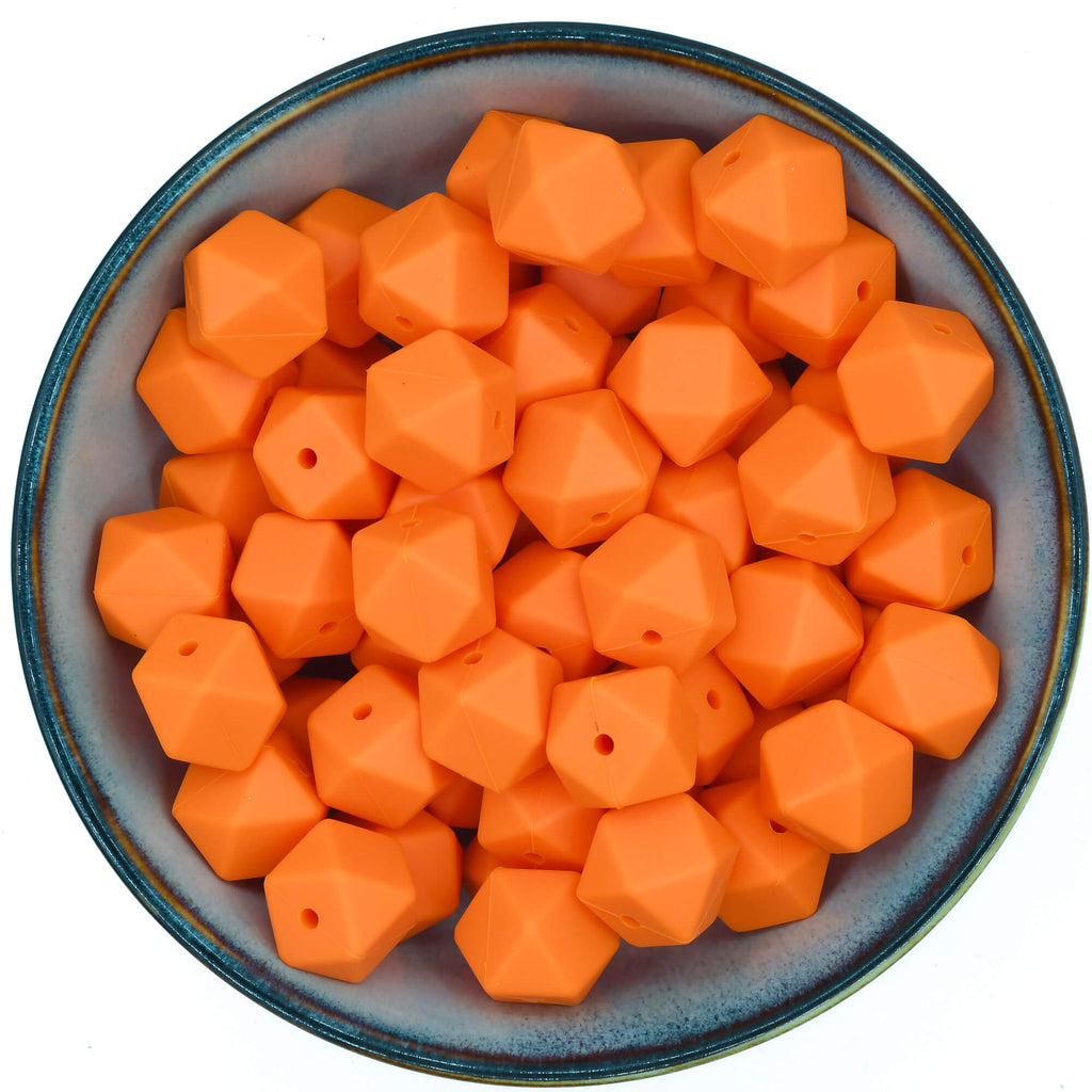 Siliconen kraal Hexagon van 17 mm in de kleur Oranje