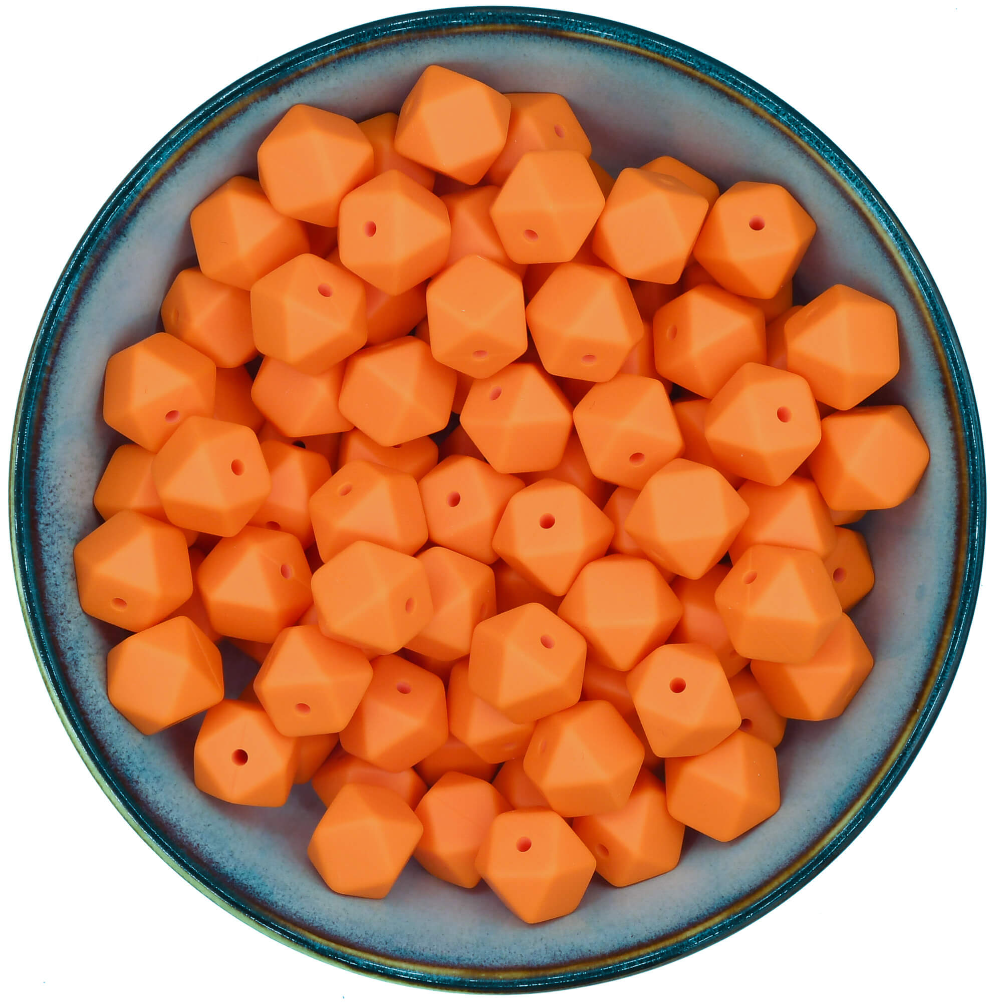 Siliconen kraal Mini-Hexagon van 14 mm in de kleur Oranje