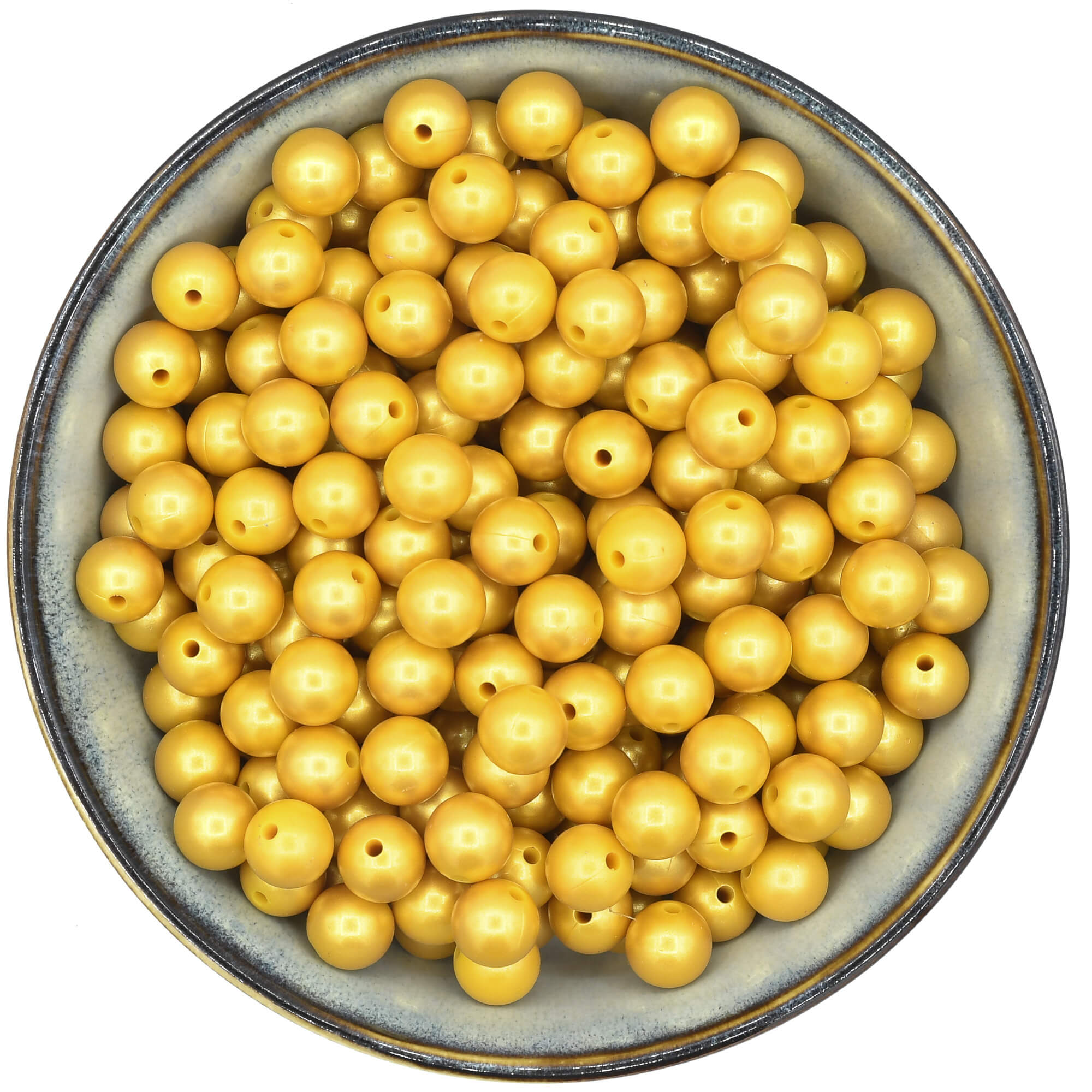 Ronde siliconen kraal van 12 mm in glanzend goud
