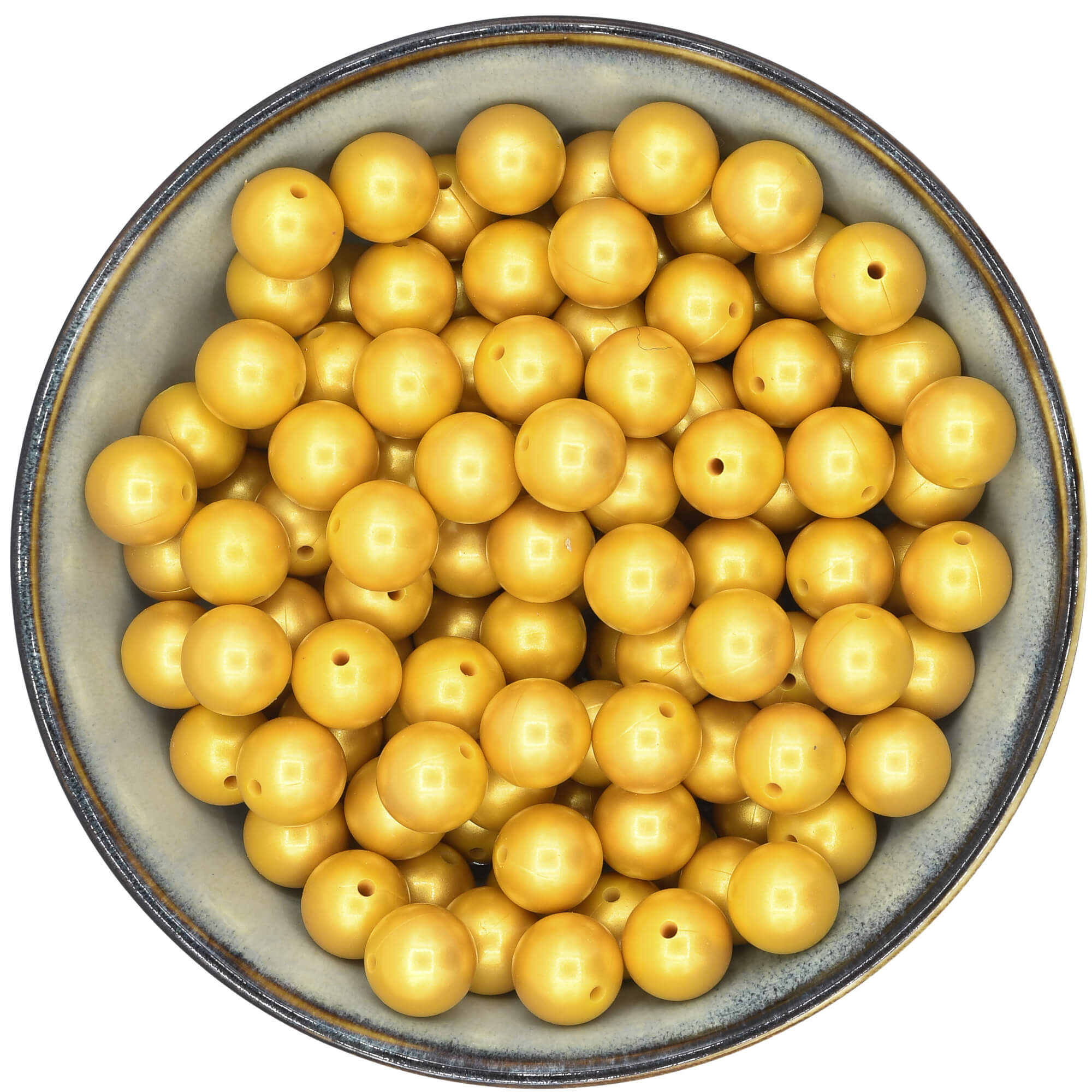 Ronde siliconen kraal van 15 mm in glanzend goud