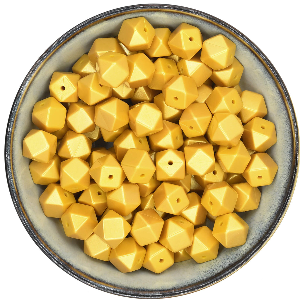 Siliconen mini-hexagon van 14 mm in glanzend goud