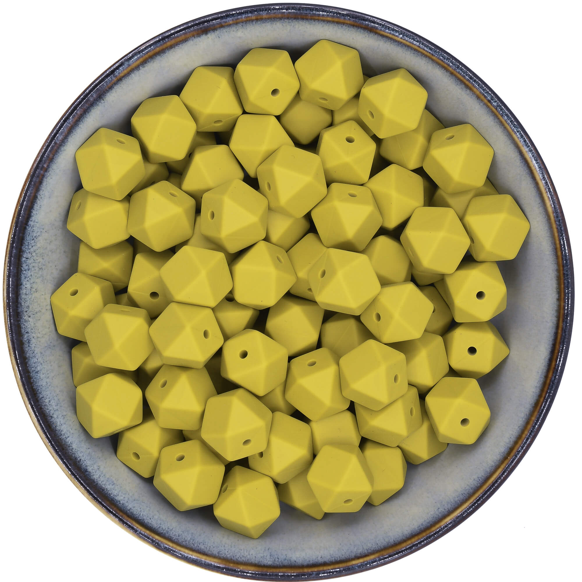 Siliconen kraal mini-hexagon 14 mm in de kleur Geelgroen