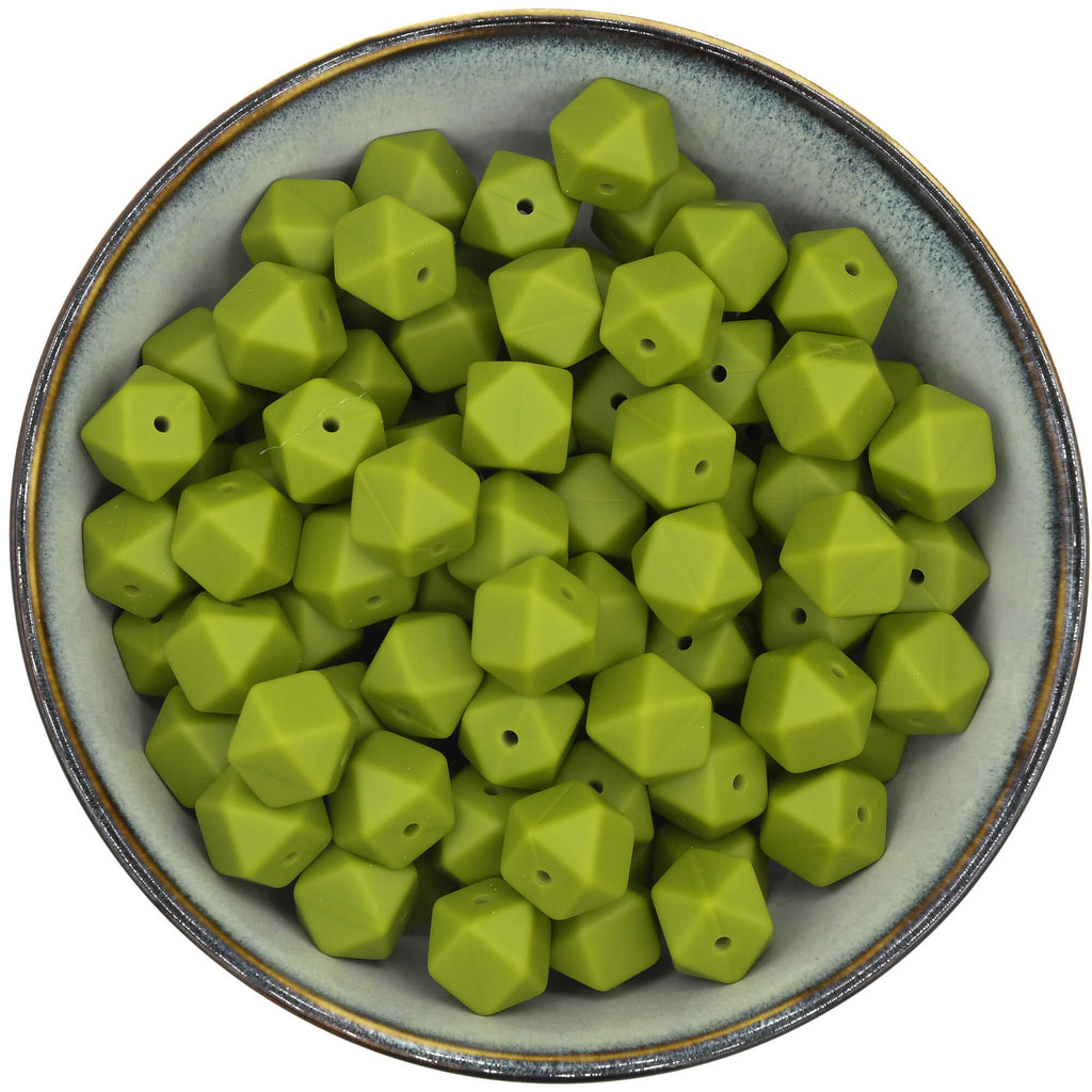Siliconen kraal Mini-Hexagon 14 mm in de kleur Camouflage