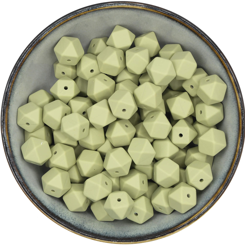 Siliconen mini-hexagon van 14 mm in de kleur Vergrijsd Groen