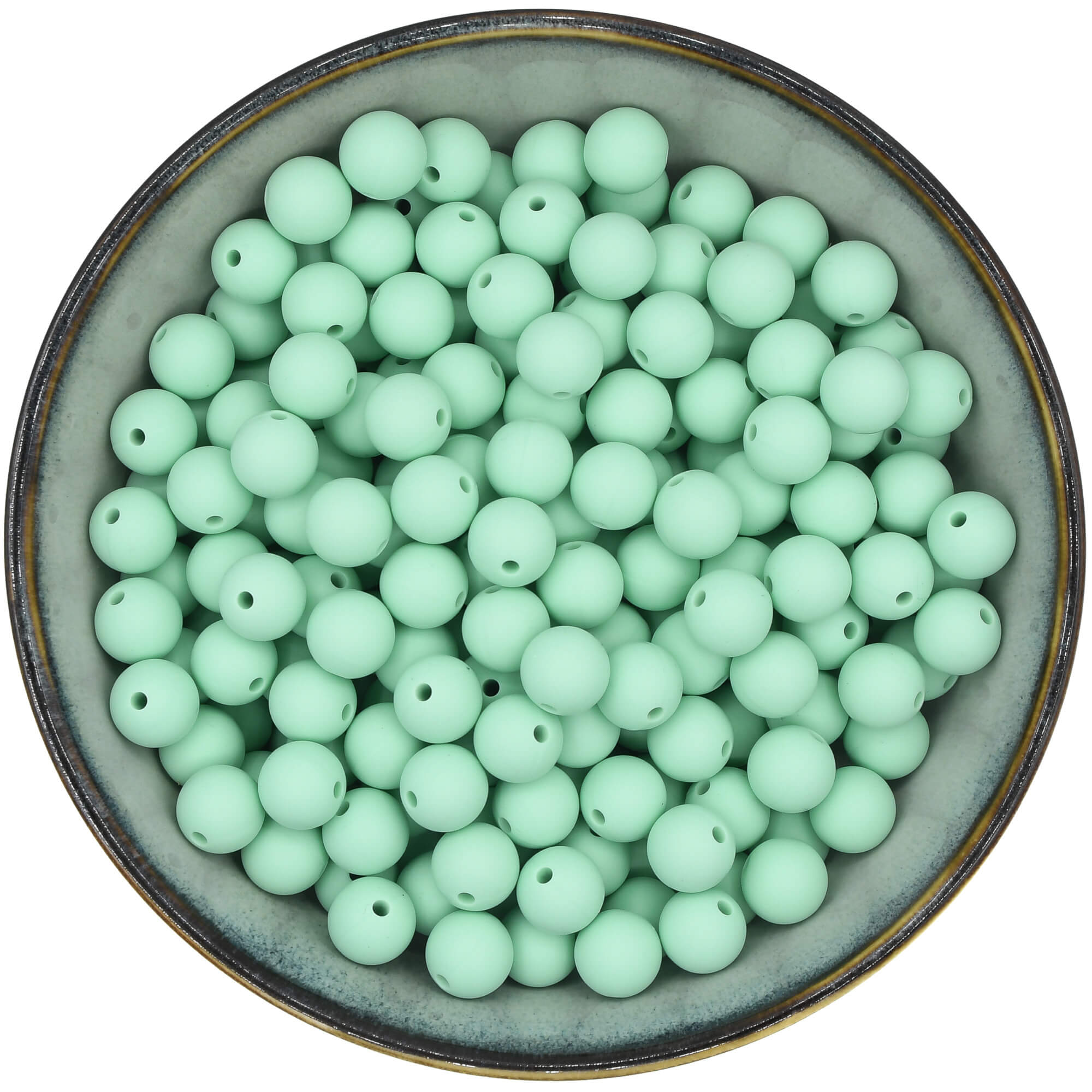 Ronde siliconen kraal van 12 mm in de kleur Mintgroen