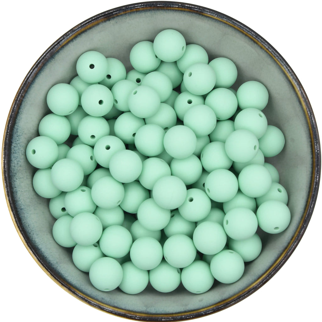 Ronde siliconen kraal van 15 mm in de kleur Mintgroen