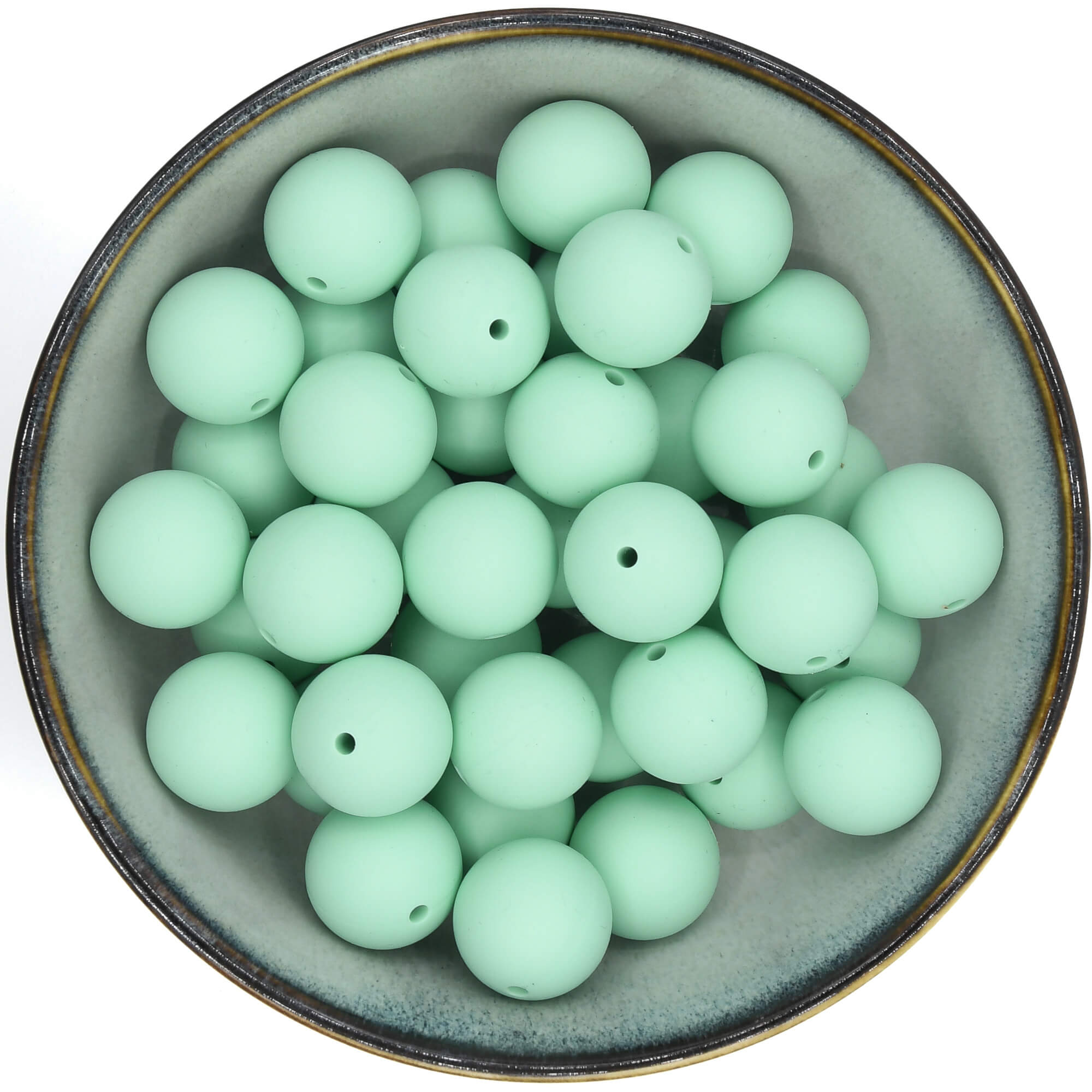 Ronde siliconen kraal van 19 mm in de kleur Mintgroen