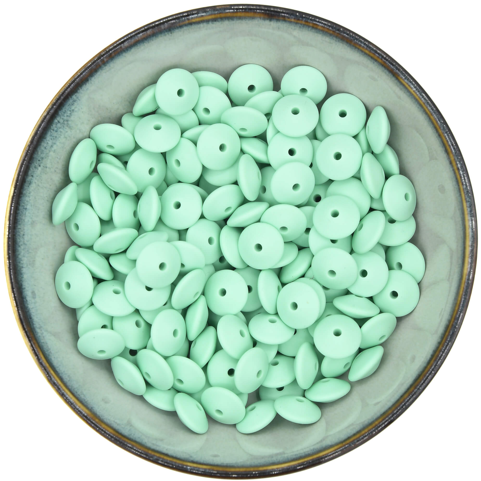 Siliconen kraal groot tussenschijfje in de kleur Mintgroen