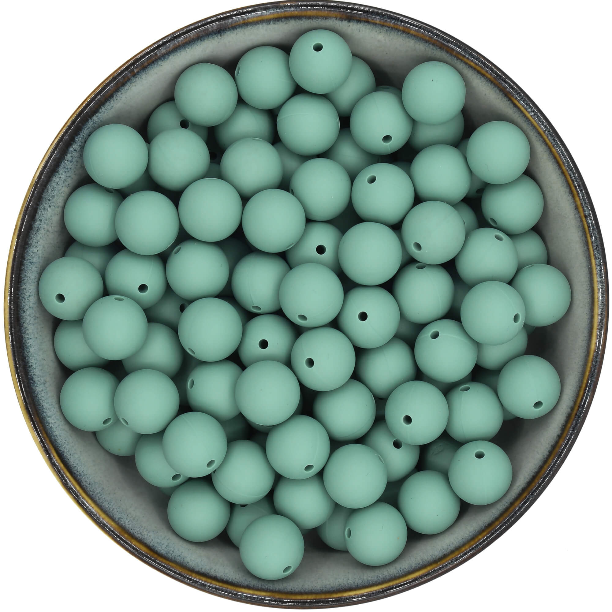 Ronde siliconen kralen van 15 mm in de kleur Blauwgroen