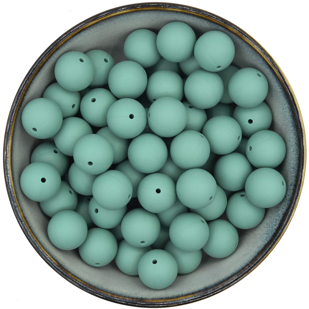 Ronde siliconen kralen van 19 mm in de kleur Blauwgroen