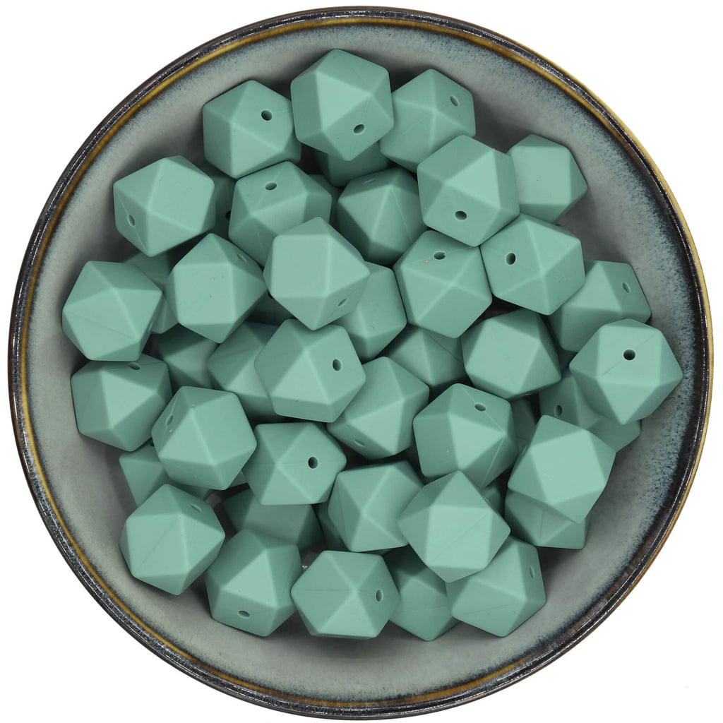 Siliconen Hexagons van 17 mm in de kleur Blauwgroen