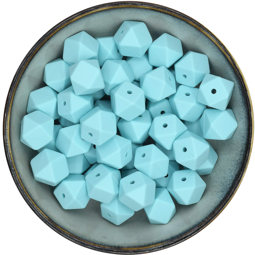 Siliconen Hexagon van 17 mm in Zachtturquoise