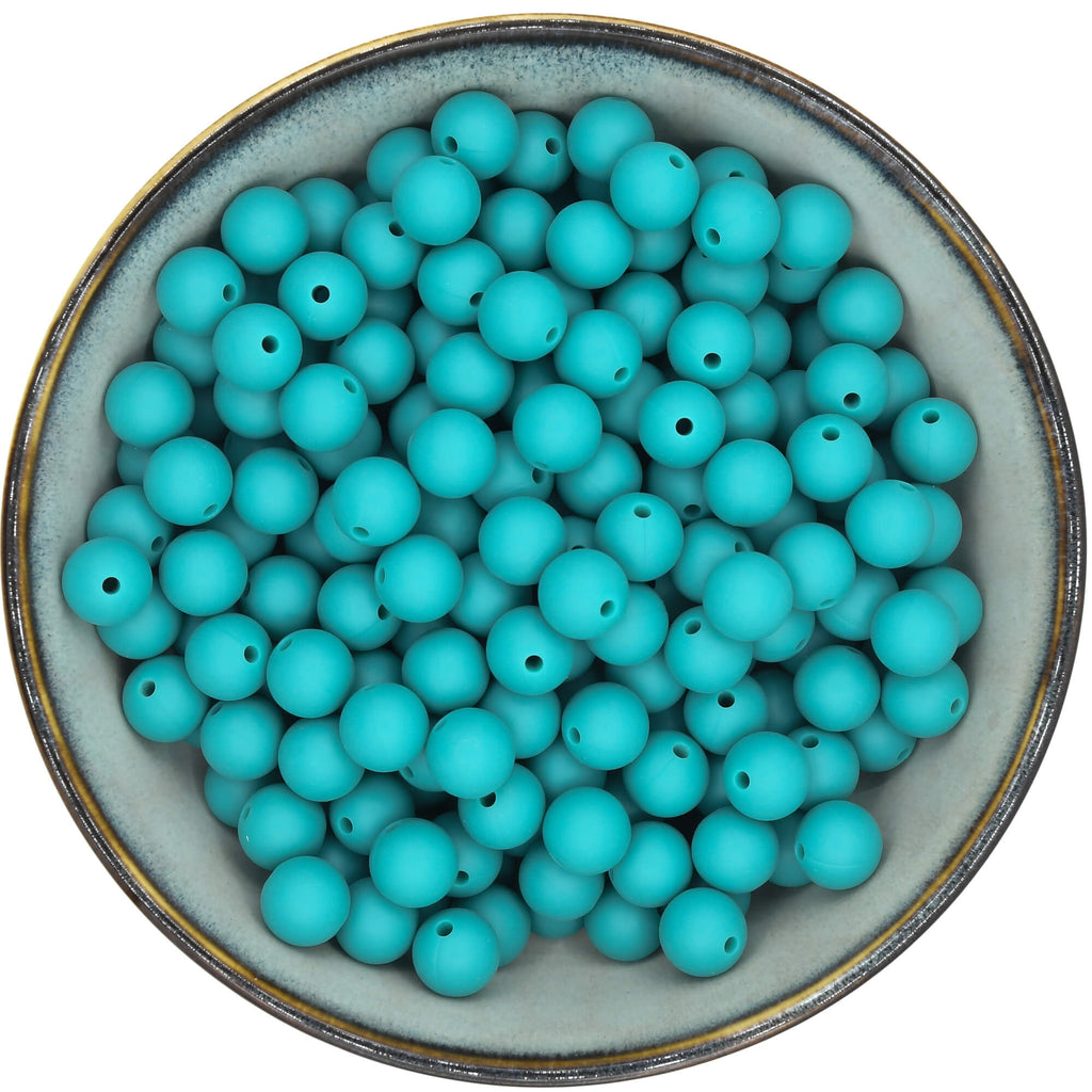 Ronde siliconen kralen van 12 mm in de kleur Zeegroen