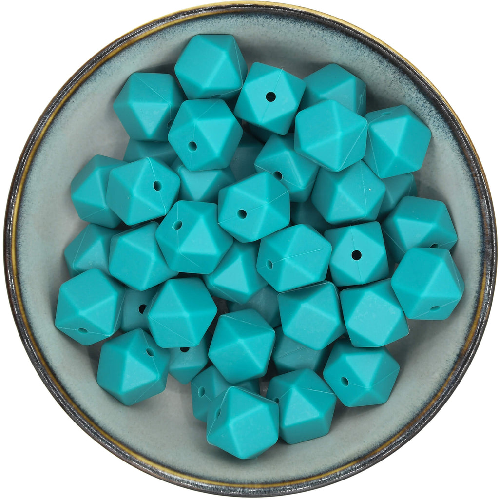 Siliconen hexagons van 17 mm in de kleur Zeegroen