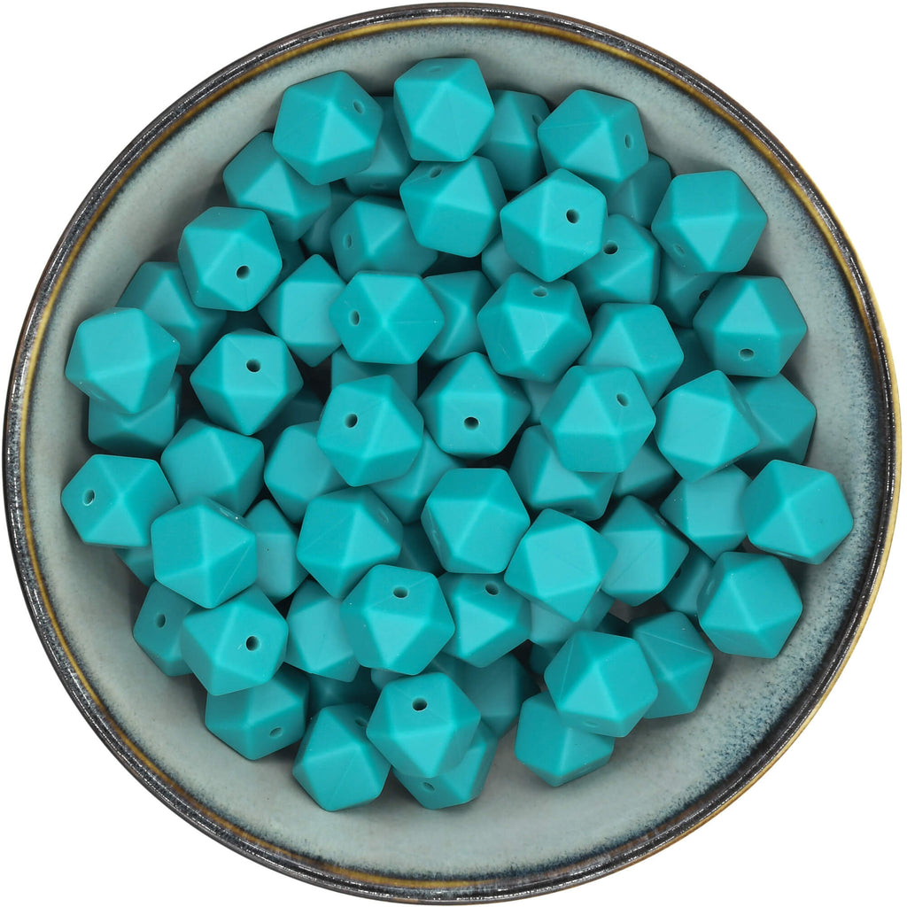 Siliconen mini-hexagons van 14 mm in de kleur Zeegroen