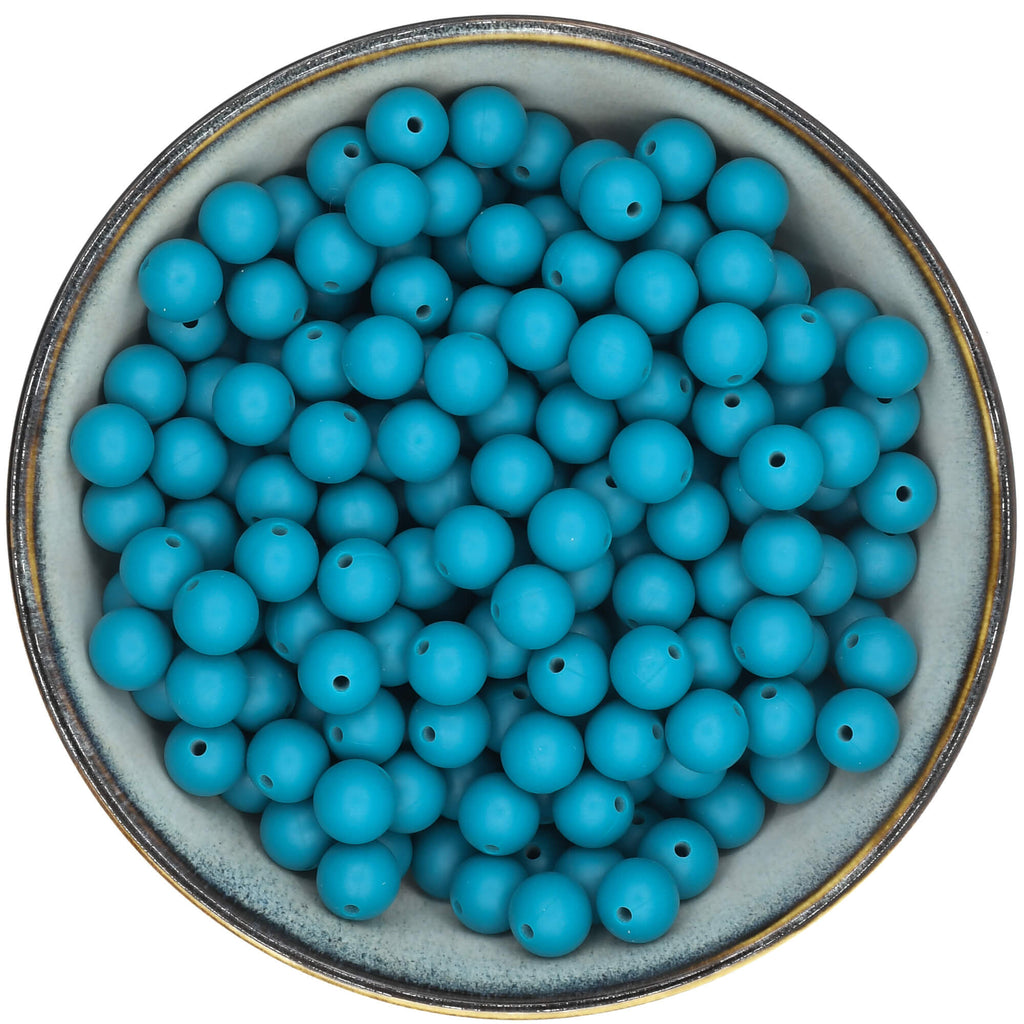 Ronde siliconen kraal van 12 mm in de kleur Teal