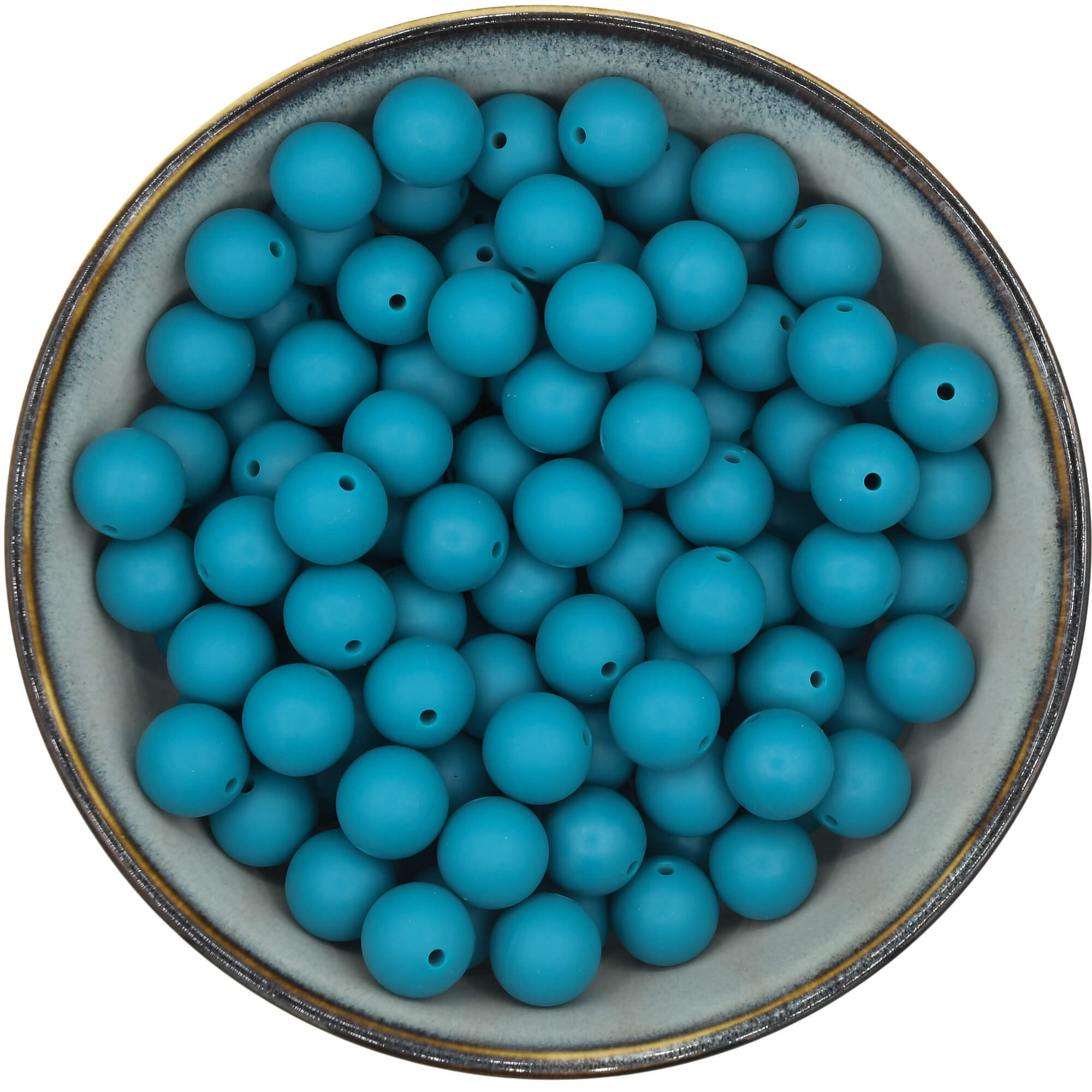 Ronde siliconen kraal van 15 mm in de kleur Teal