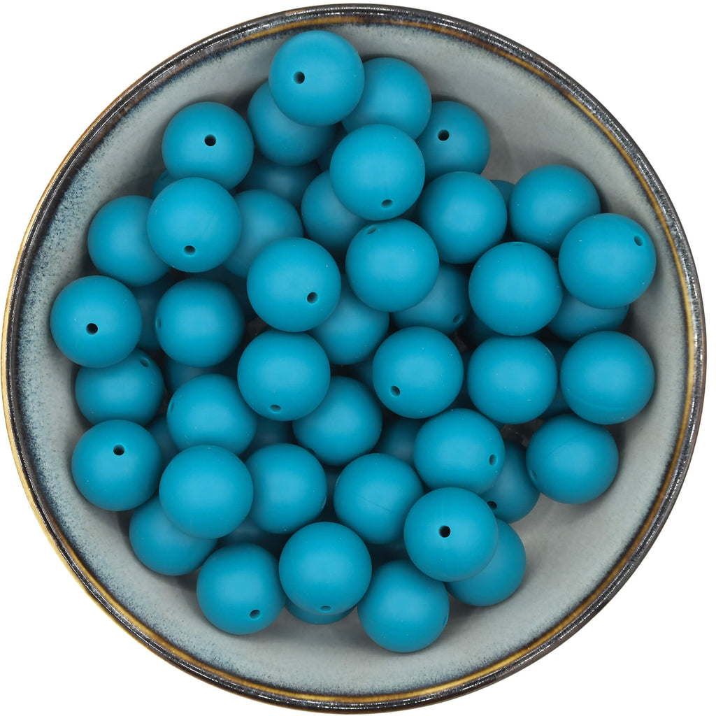 Ronde siliconen kraal van 19 mm in de kleur Teal