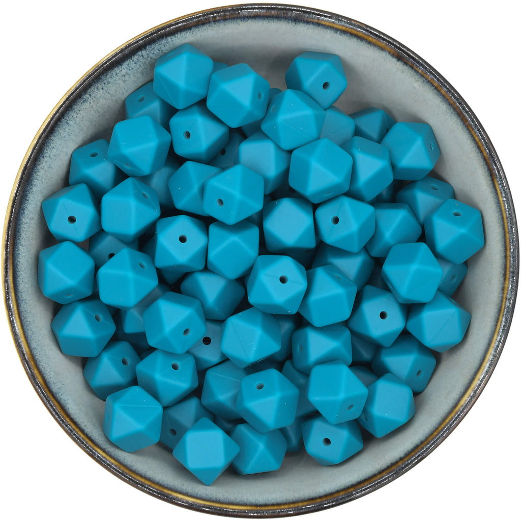 Siliconen mini-hexagon van 14 mm in de kleur Teal