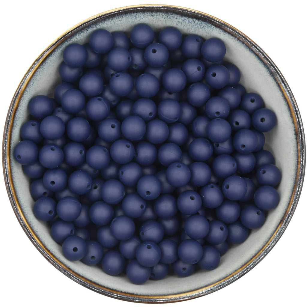 ronde siliconen kraal van 12 mm in de kleur Donkerblauw
