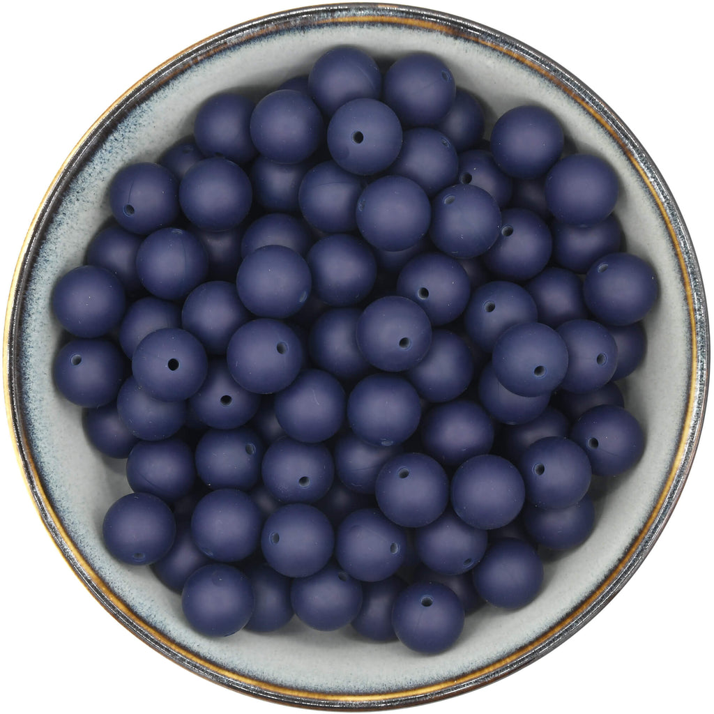 ronde siliconen kraal van 15 mm in de kleur Donkerblauw