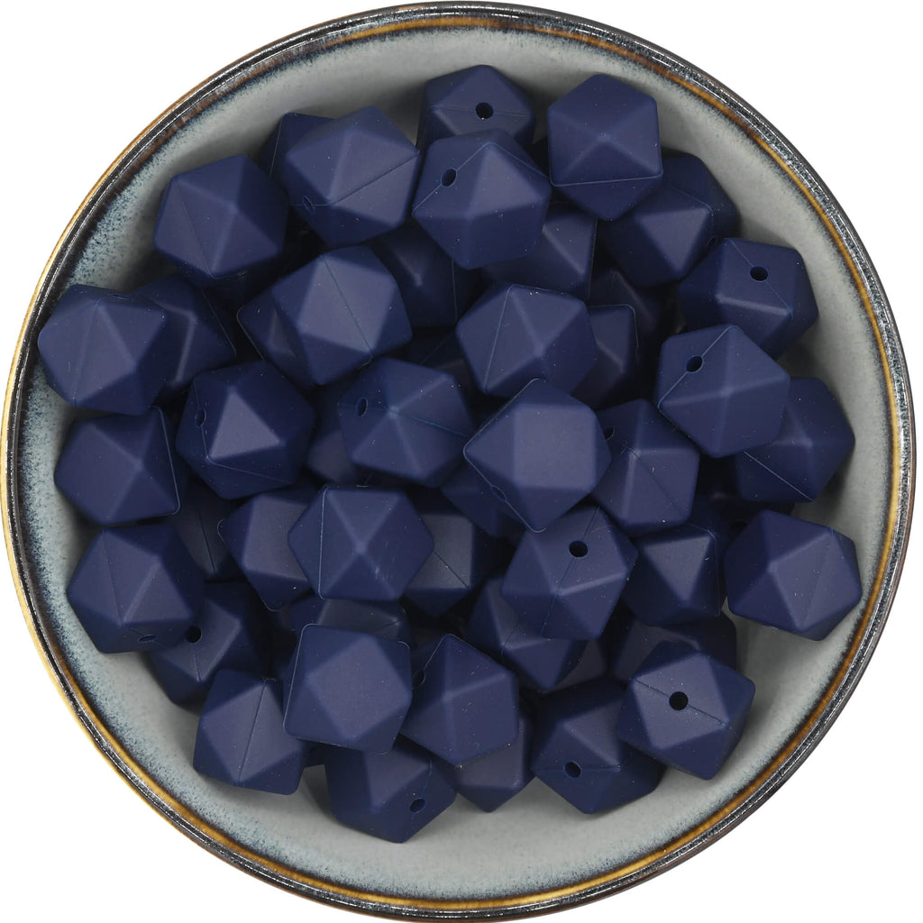 Siliconen kraal Hexagon 17 mm in de kleur Donkerblauw