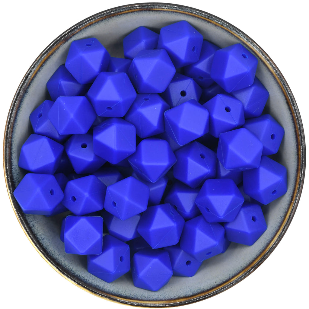 Siliconen kraal Hexagon 17 mm in de kleur Royal Blue