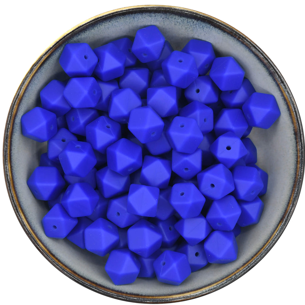 Siliconen kraal mini-hexagon 14 mm in de kleur Royal Blue