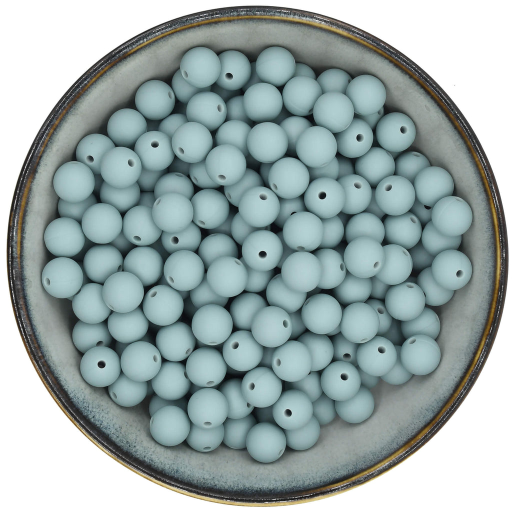 Ronde siliconen kralen van 12 mm in de kleur Grijsblauw