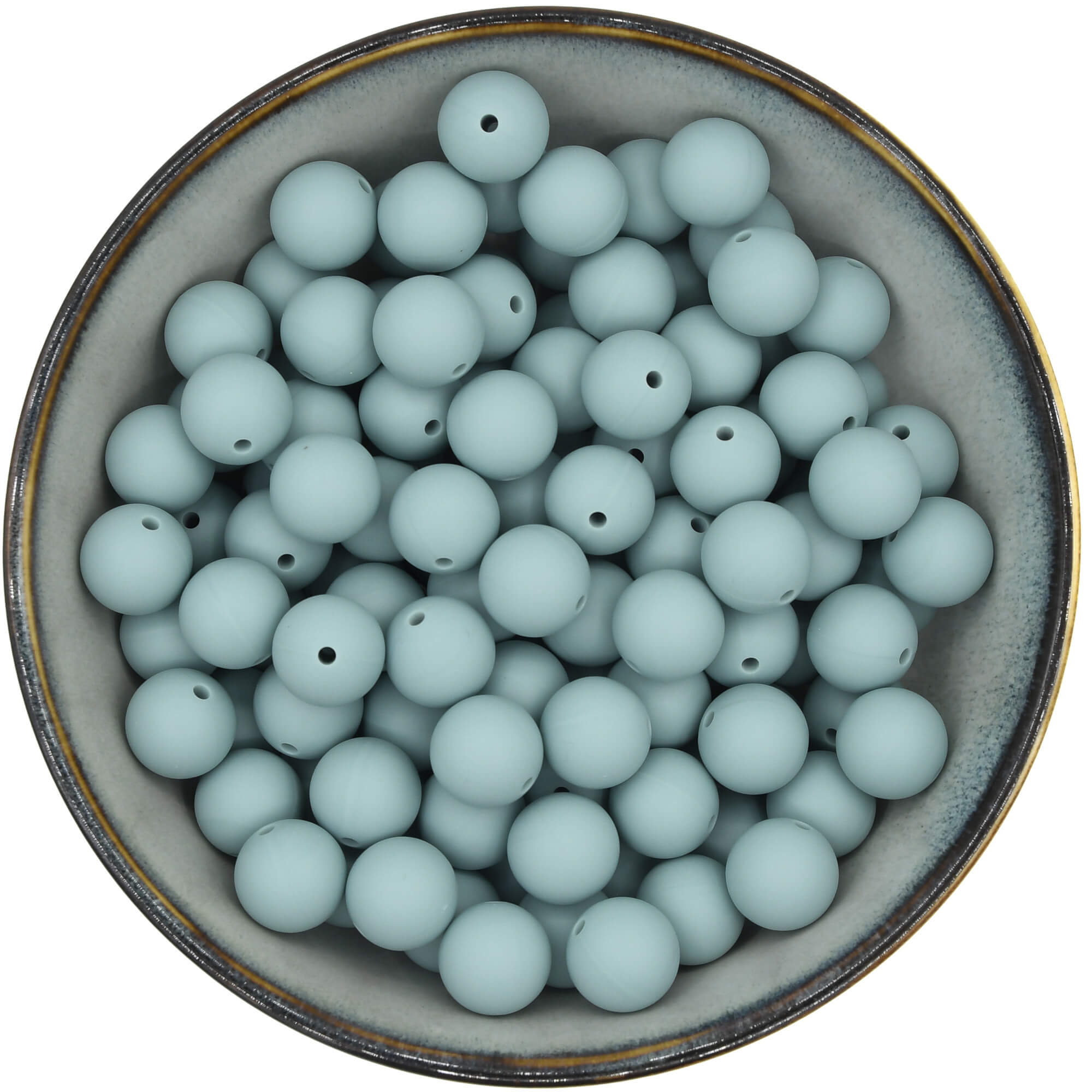 Ronde siliconen kralen van 15 mm in de kleur Grijsblauw
