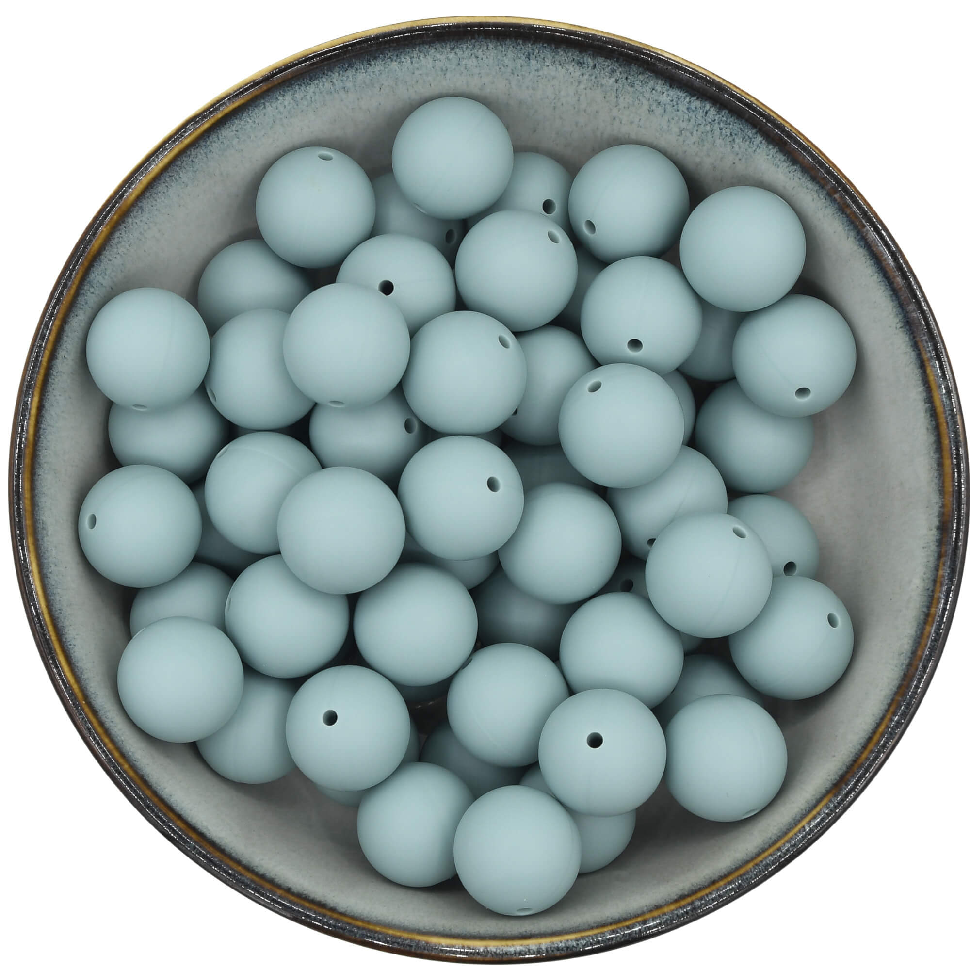 Ronde siliconen kralen van 19 mm in de kleur Grijsblauw