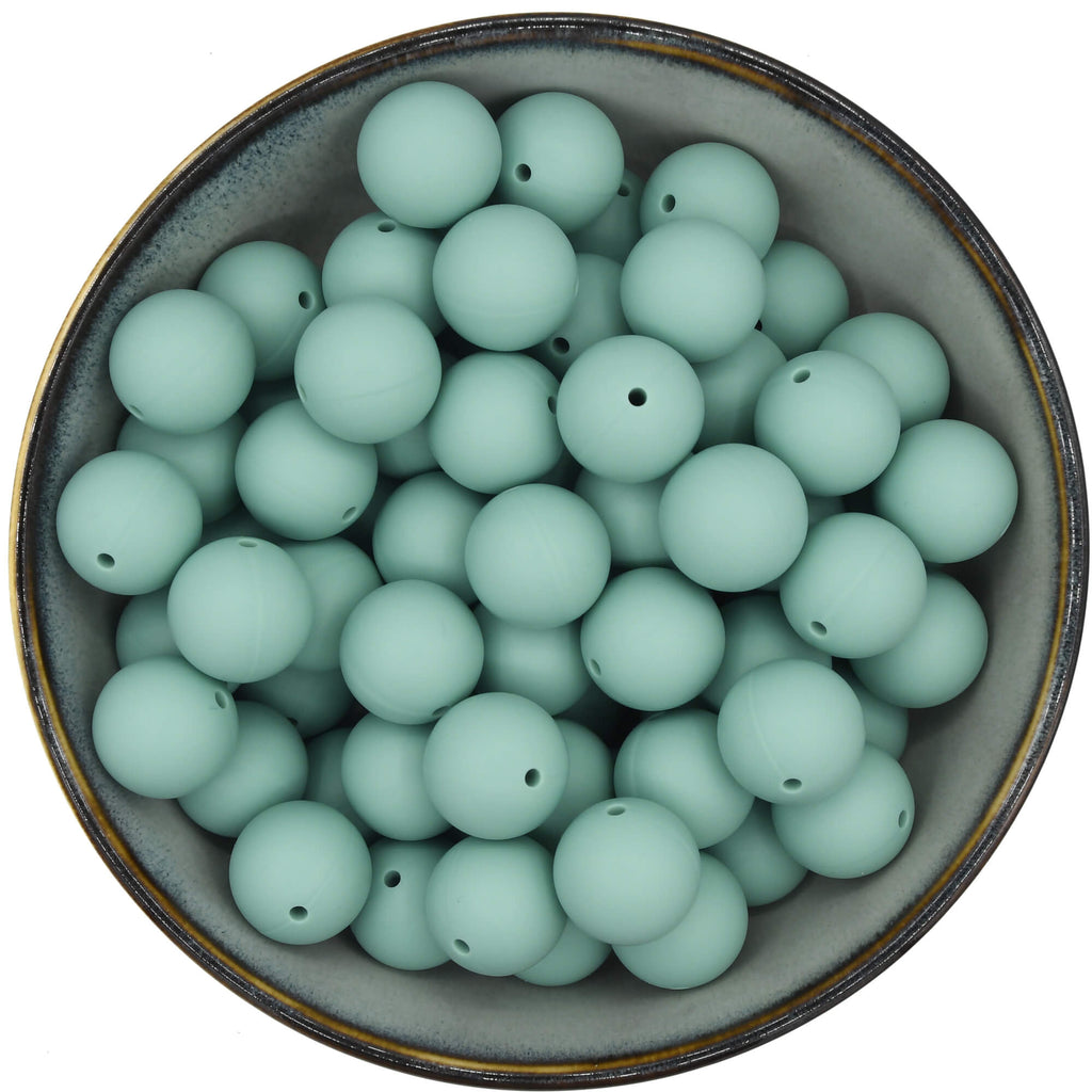 Ronde siliconen kraal van 18 mm in Vergrijsd Turquoise