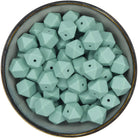 Siliconen kraal hexagon 17 mm in Vergrijsd Turquoise